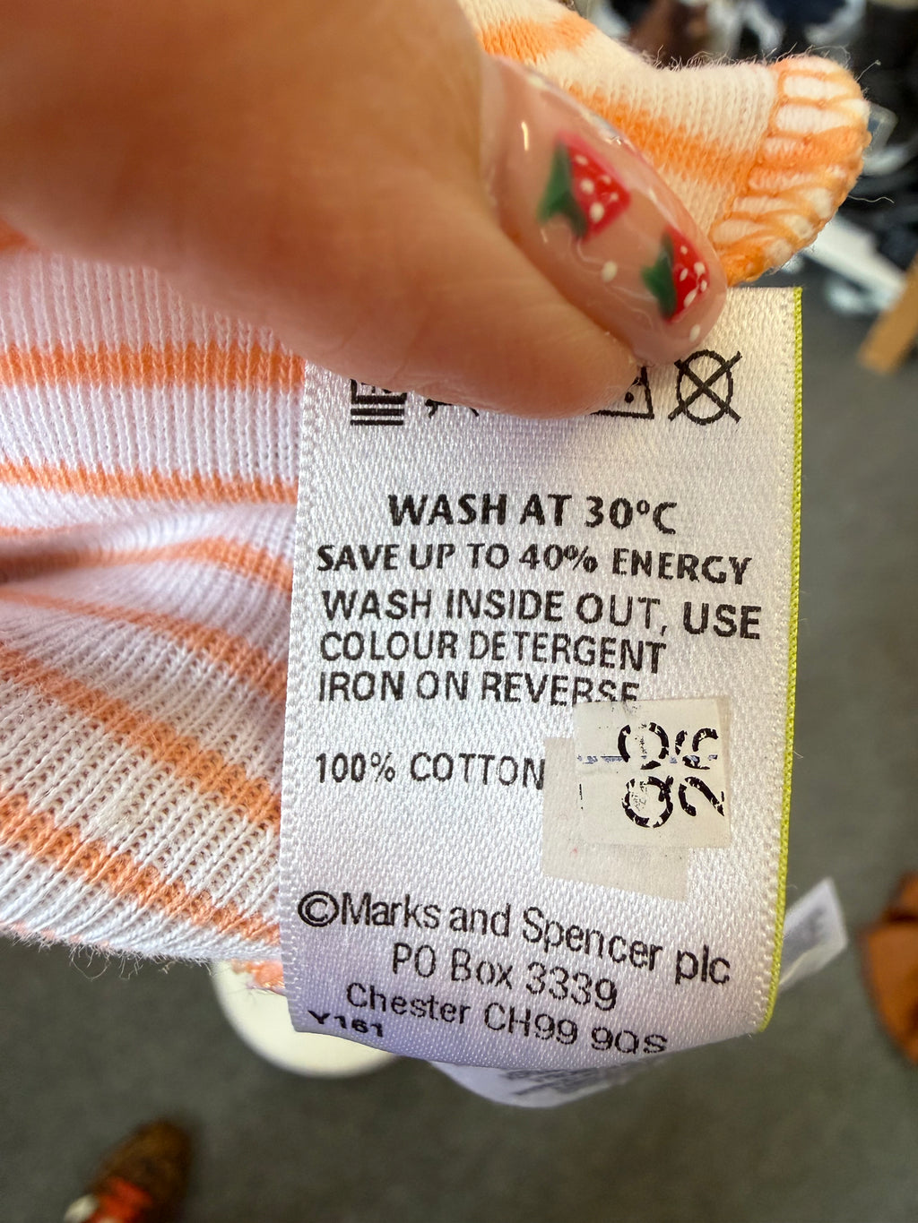 M&S peach and white cotton vest top