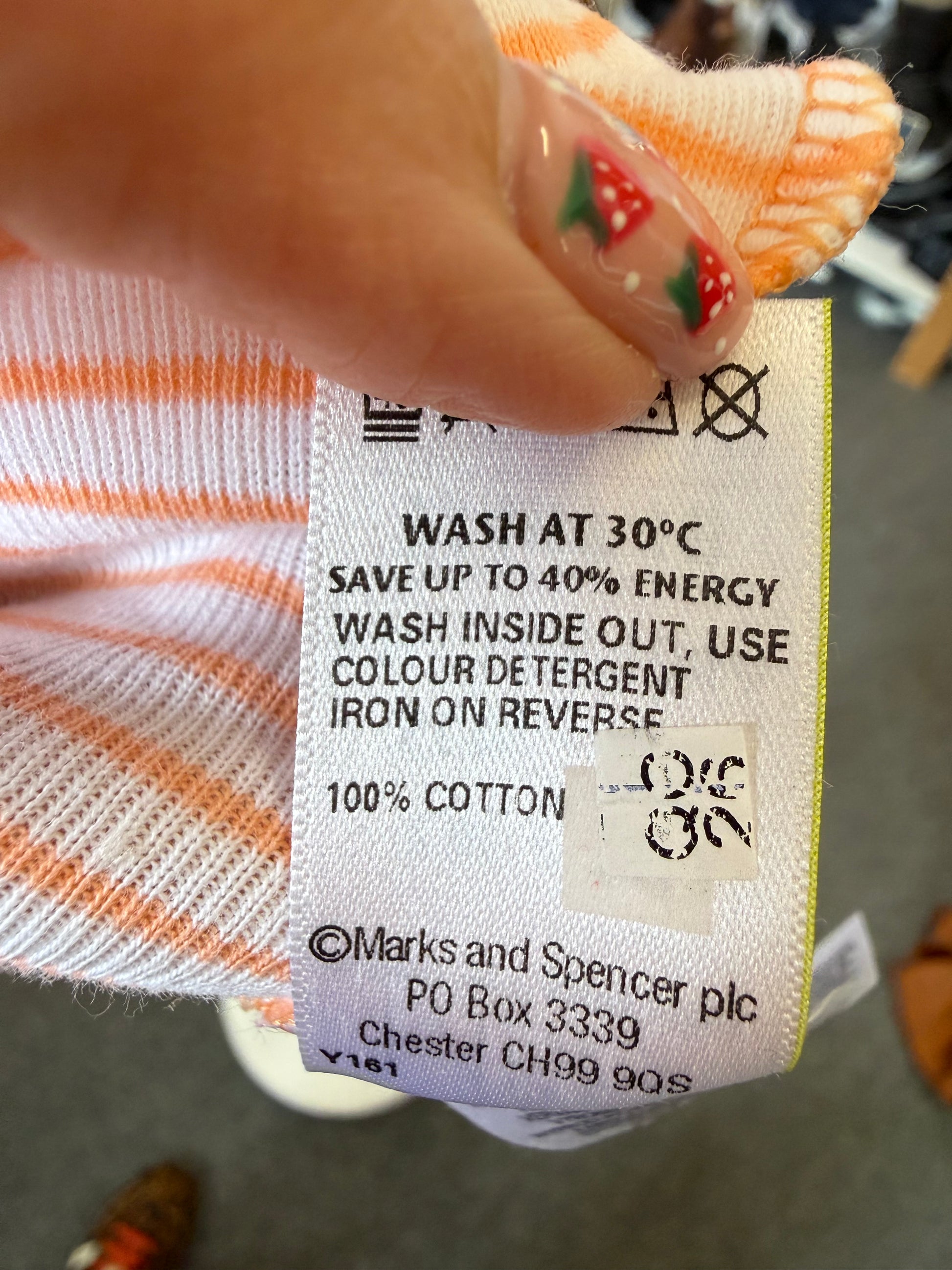 M&S peach and white cotton vest top