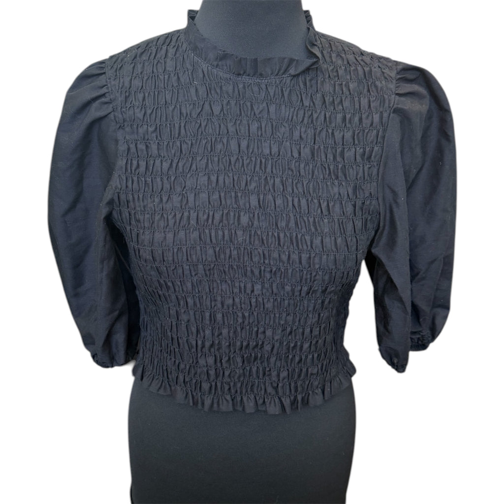 H&M cropped pouffe sleeve high neck top