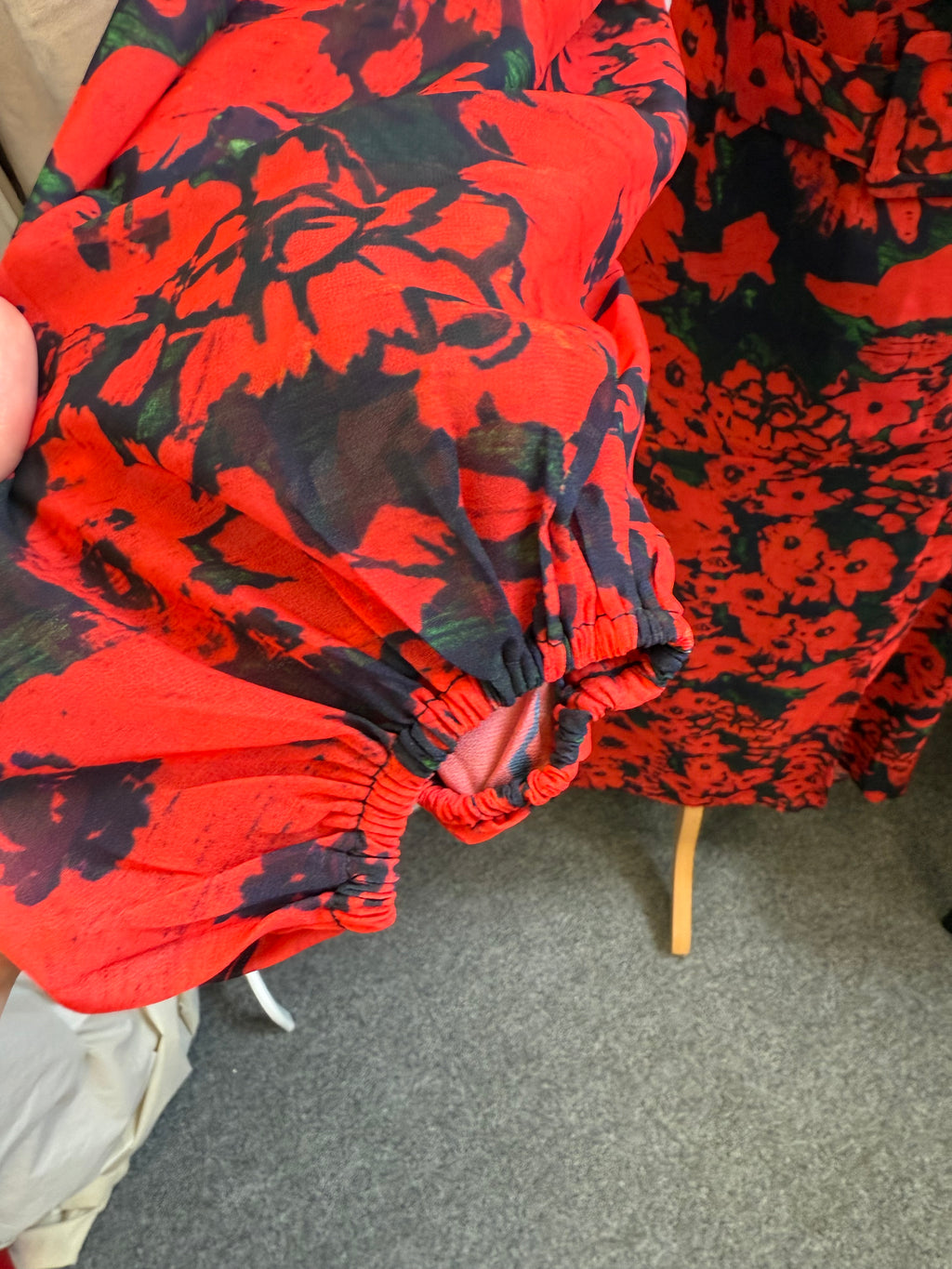 Hope & Ivy rose print high neck long sleeved midi dress