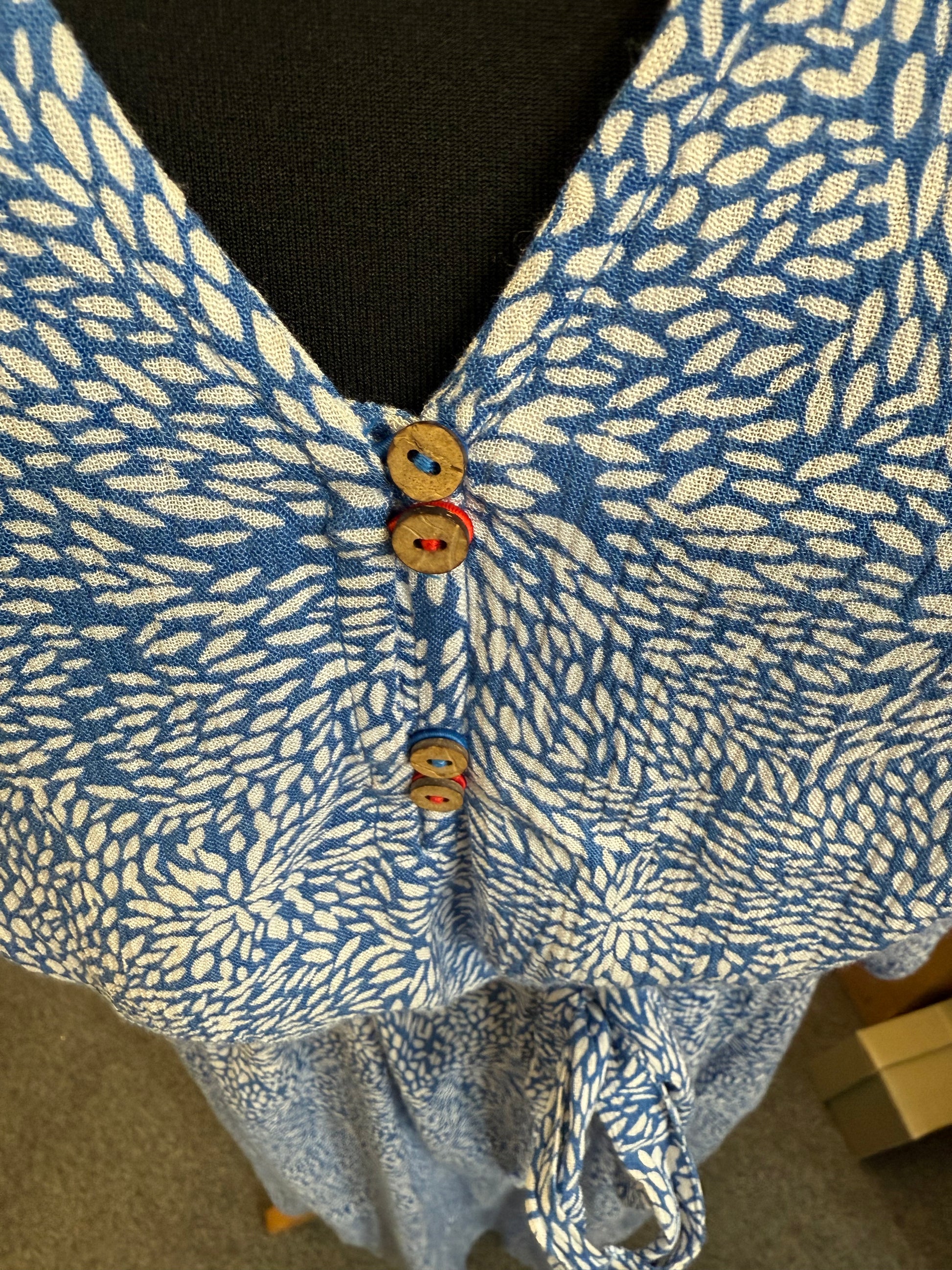 White Stuff blue print long sleeved maxi dress