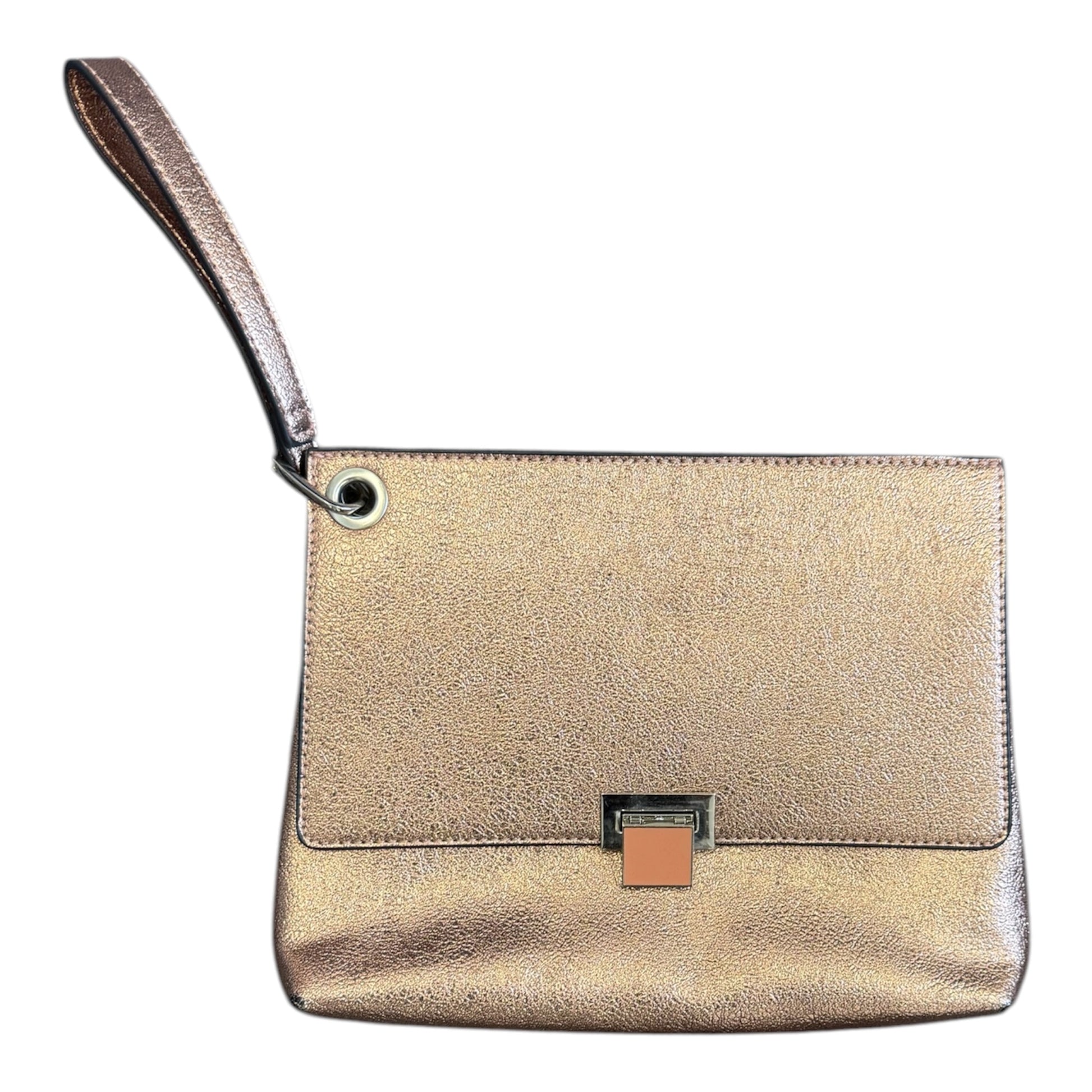 Faith rose gold metallic clutch bag