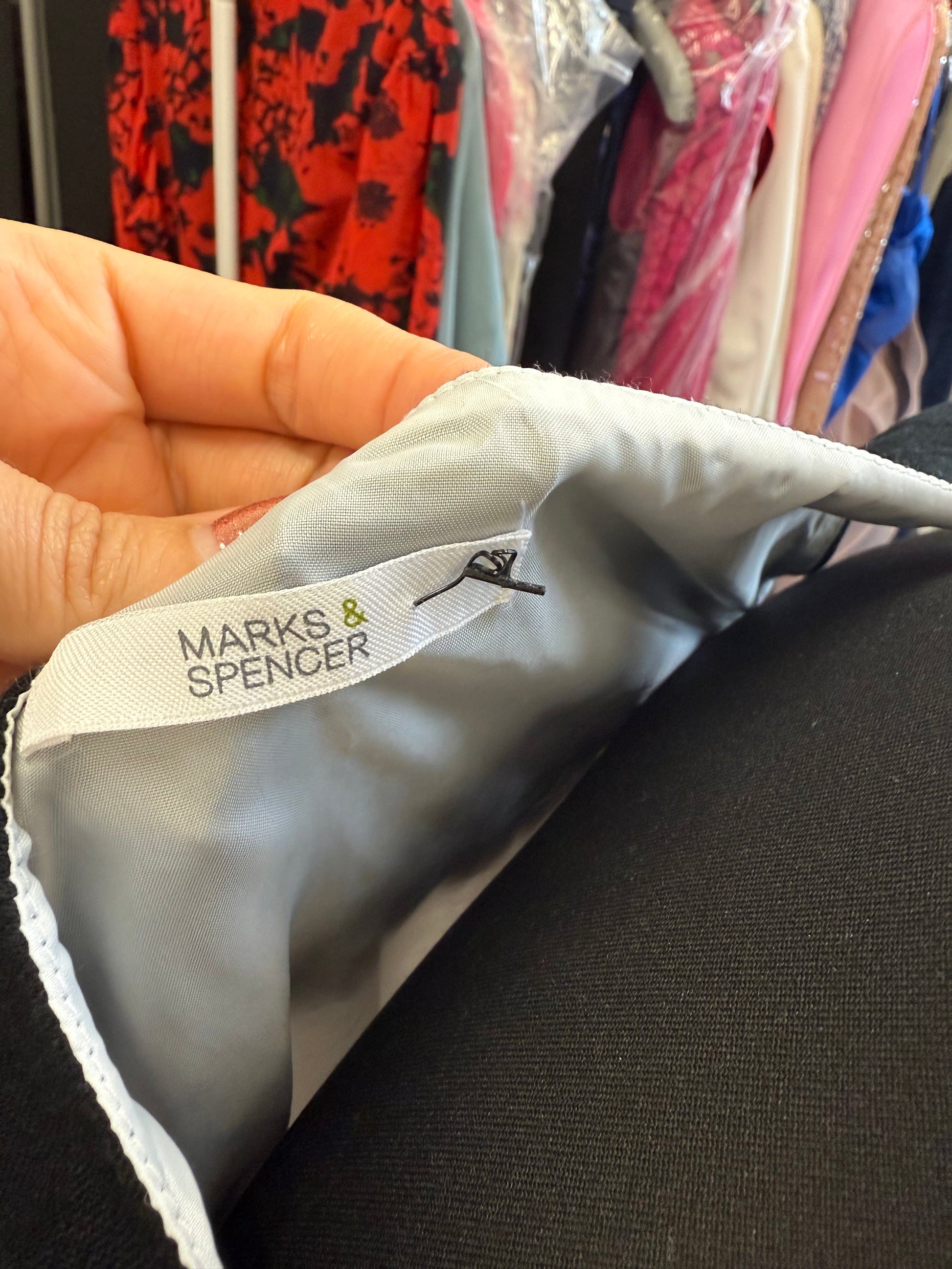 M&S black and white tiered linen dress