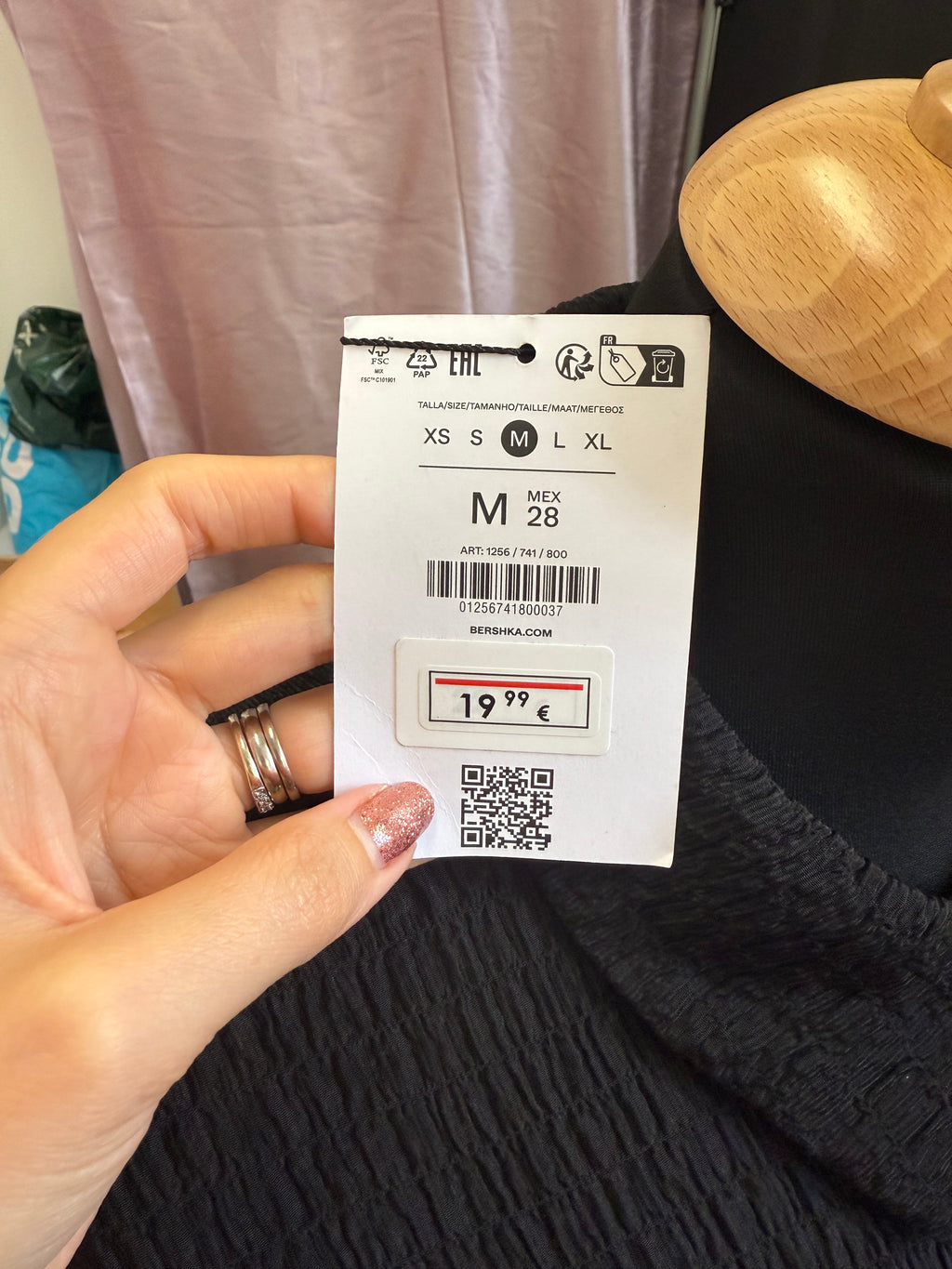 Bershka black crinkle oversize blouse