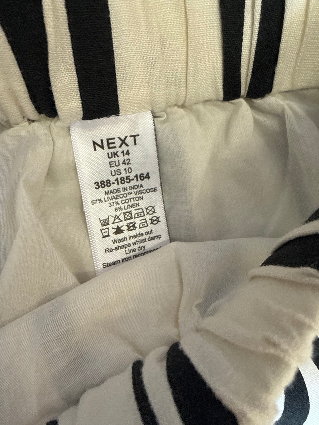 Next cream and black stripe wide leg trousers