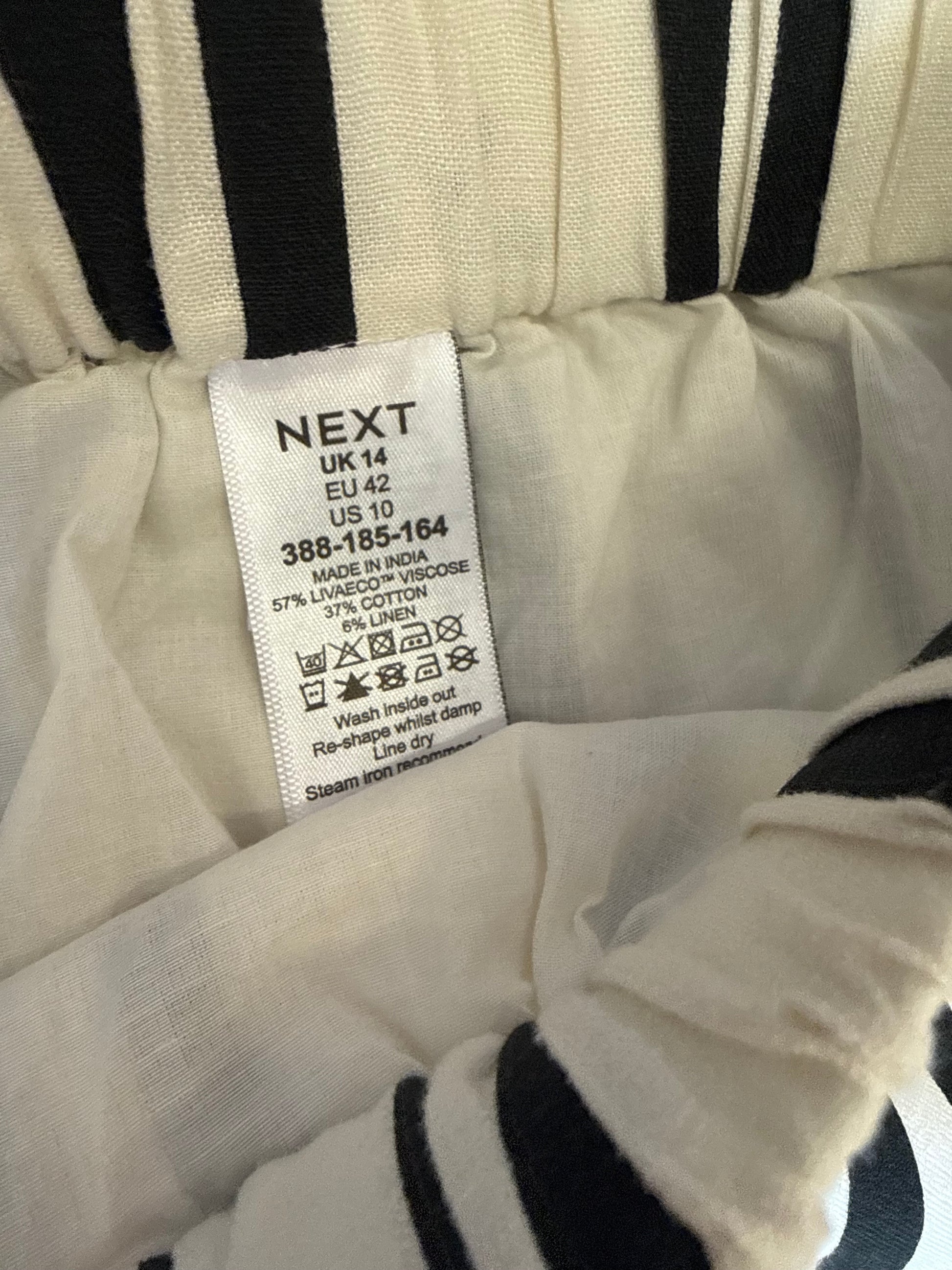 Next cream and black stripe wide leg trousers