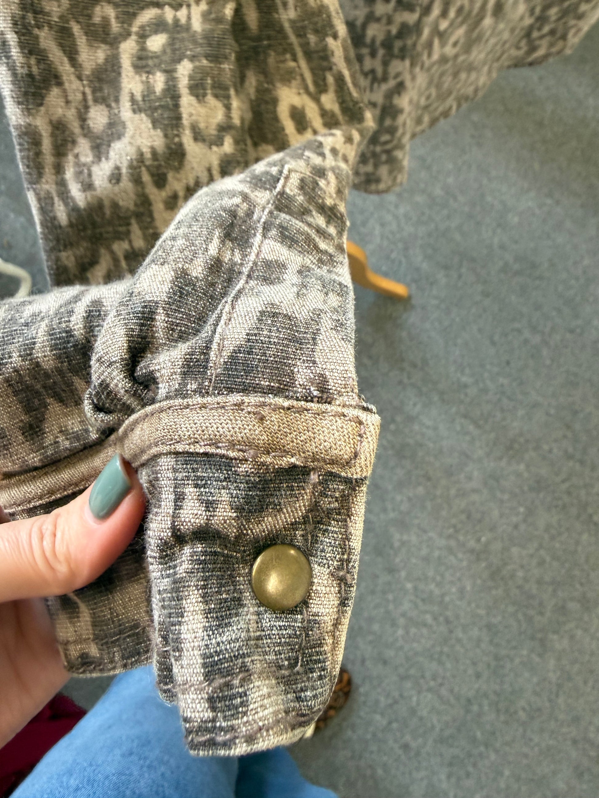 DG2 by Diane Gilman animal print denim shirt jacket