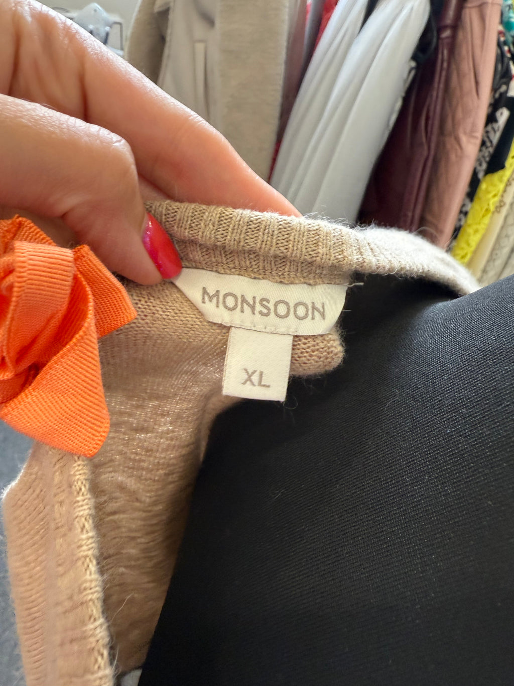 Monsoon beige ribbon back jumper