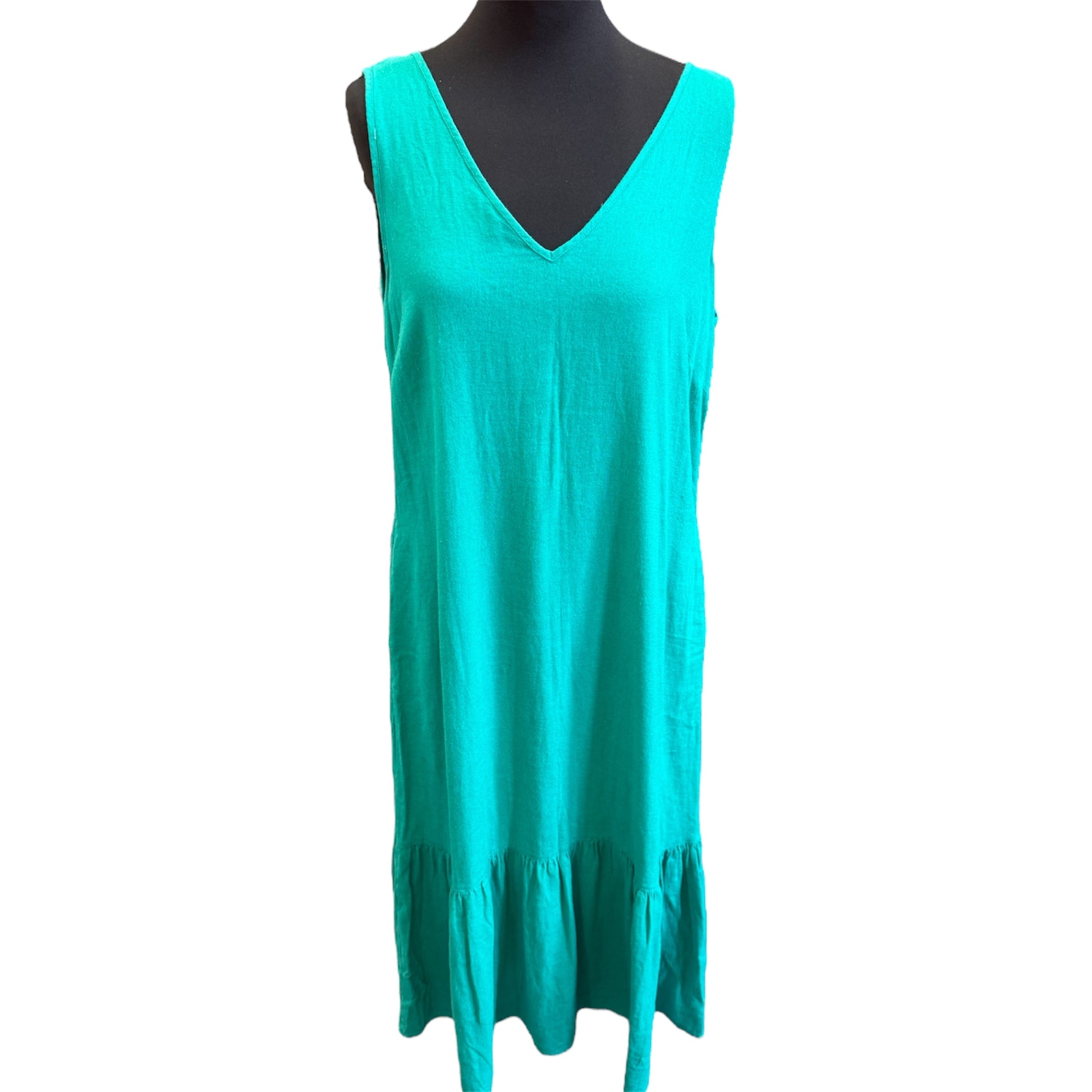 George linen frill bottom midi dress with pockets