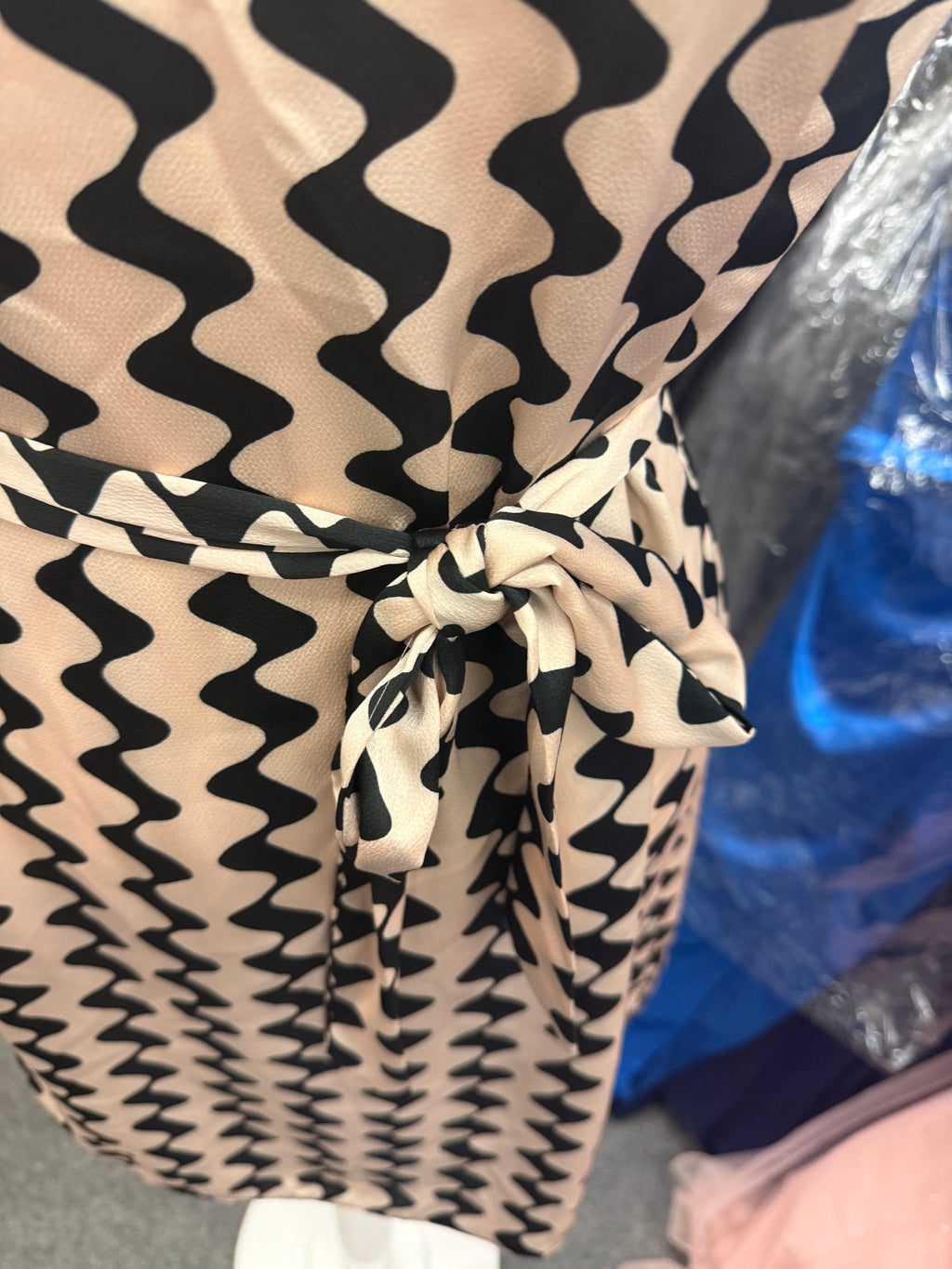 New Look pink and black print belted mini dress