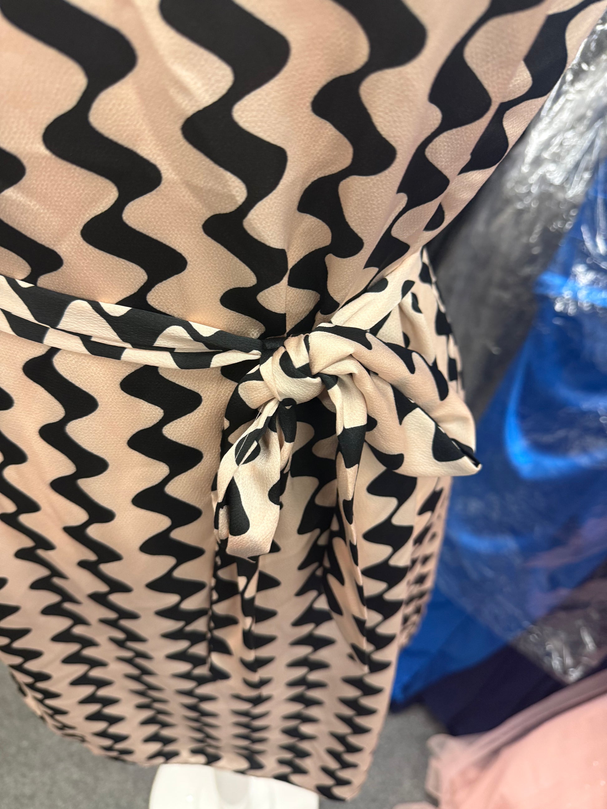 New Look pink and black print belted mini dress