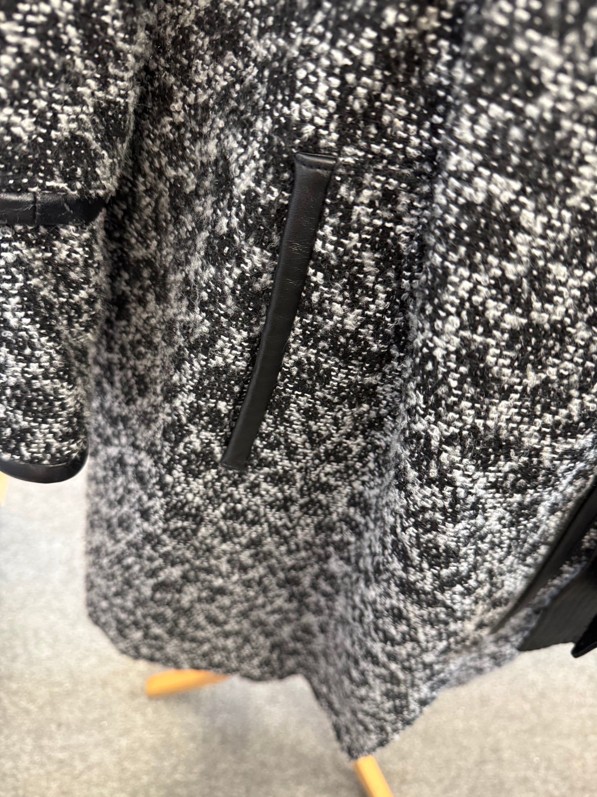 Per Una jacquard faux leather detail belted coat