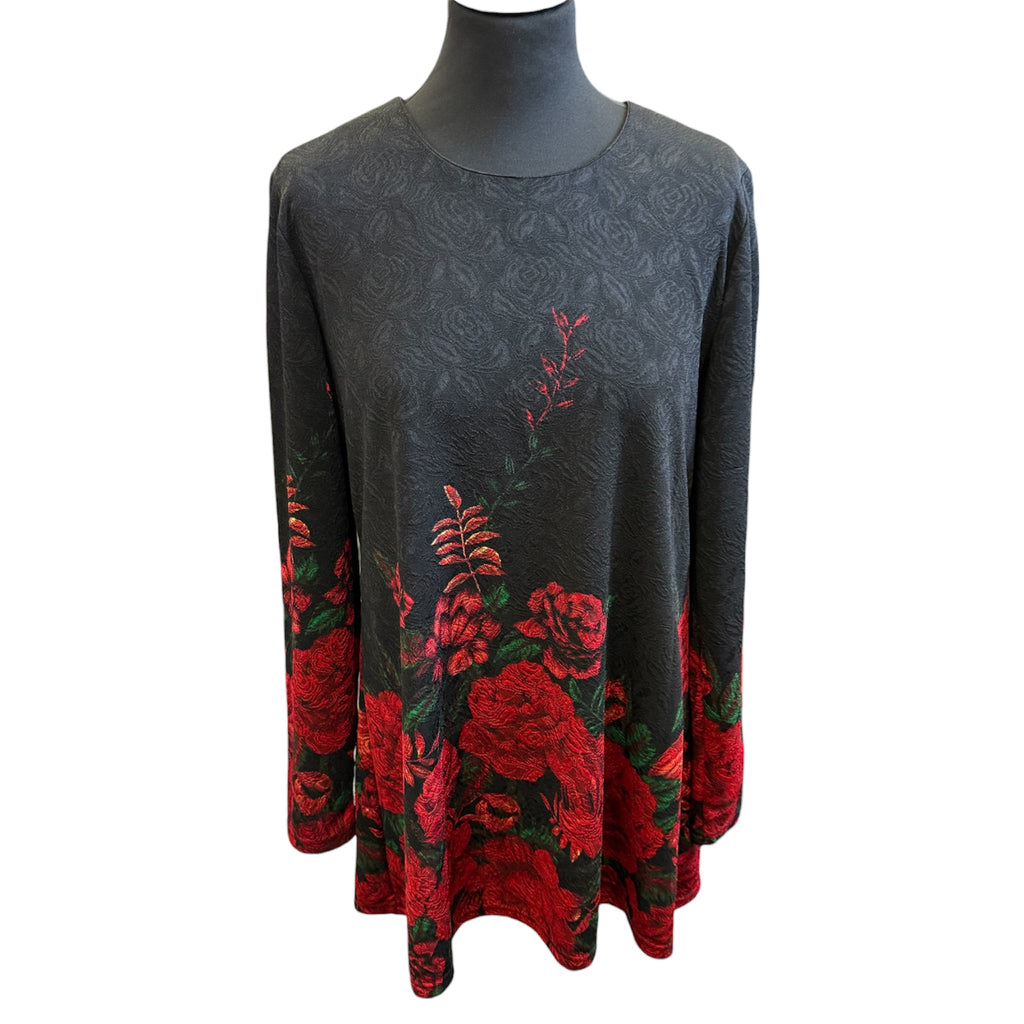 Quiz rose print long sleeved mini dress