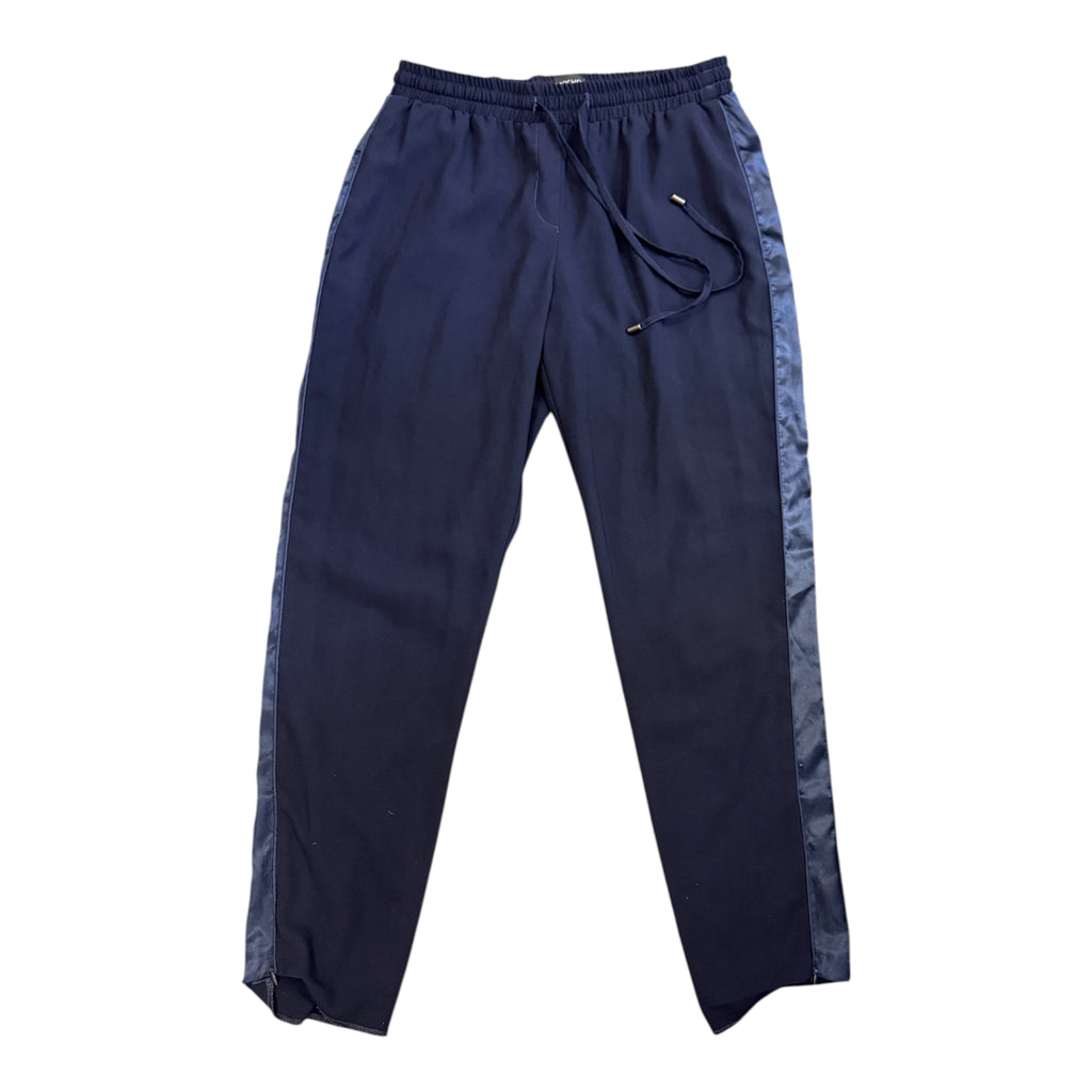 Topshop navy tapered casual zip bottom trousers