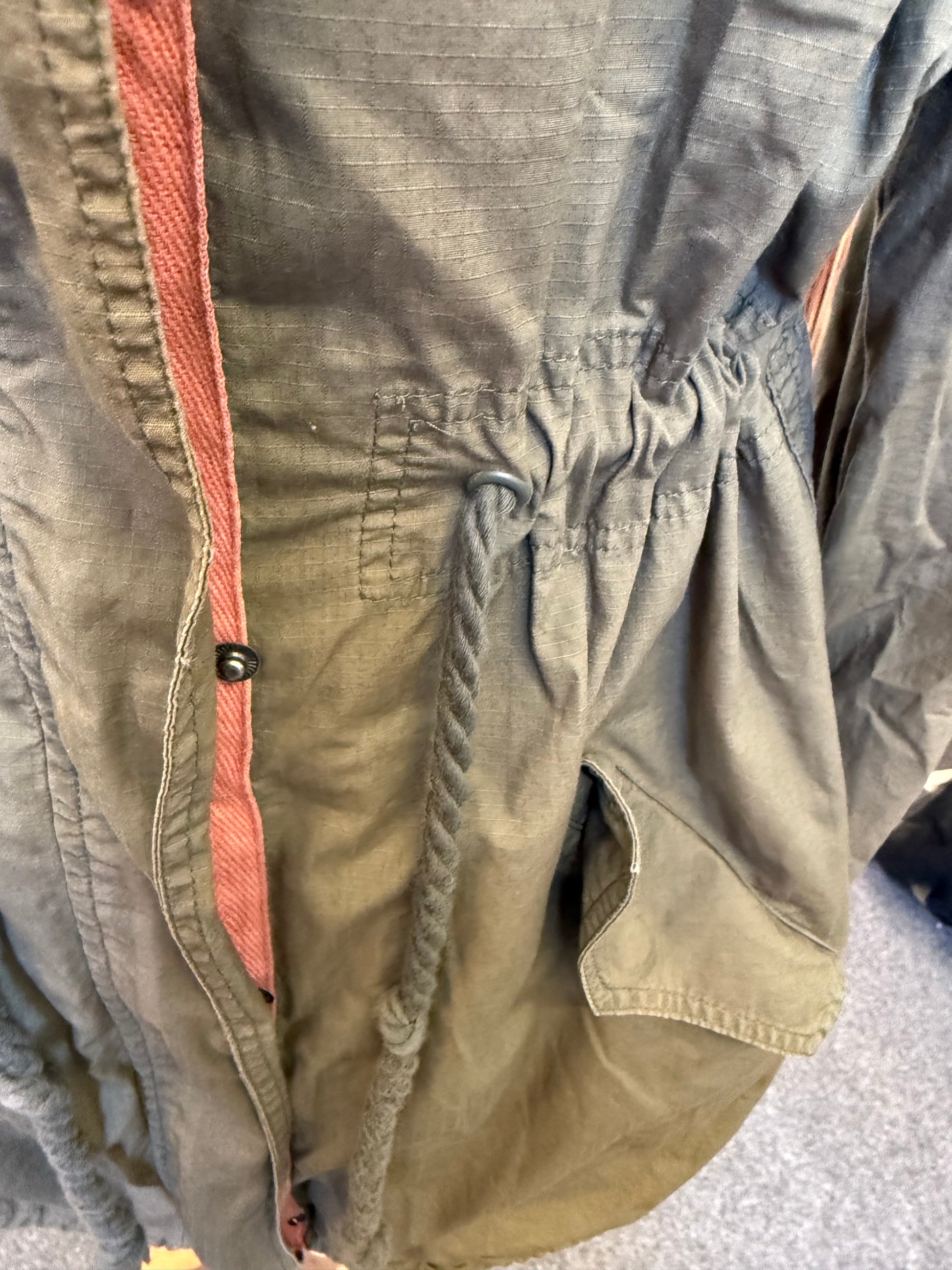 Animal khaki drawstring waist longline coat