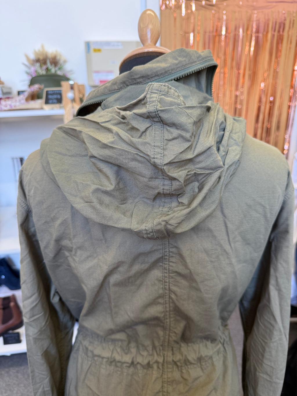 Animal khaki drawstring waist longline coat