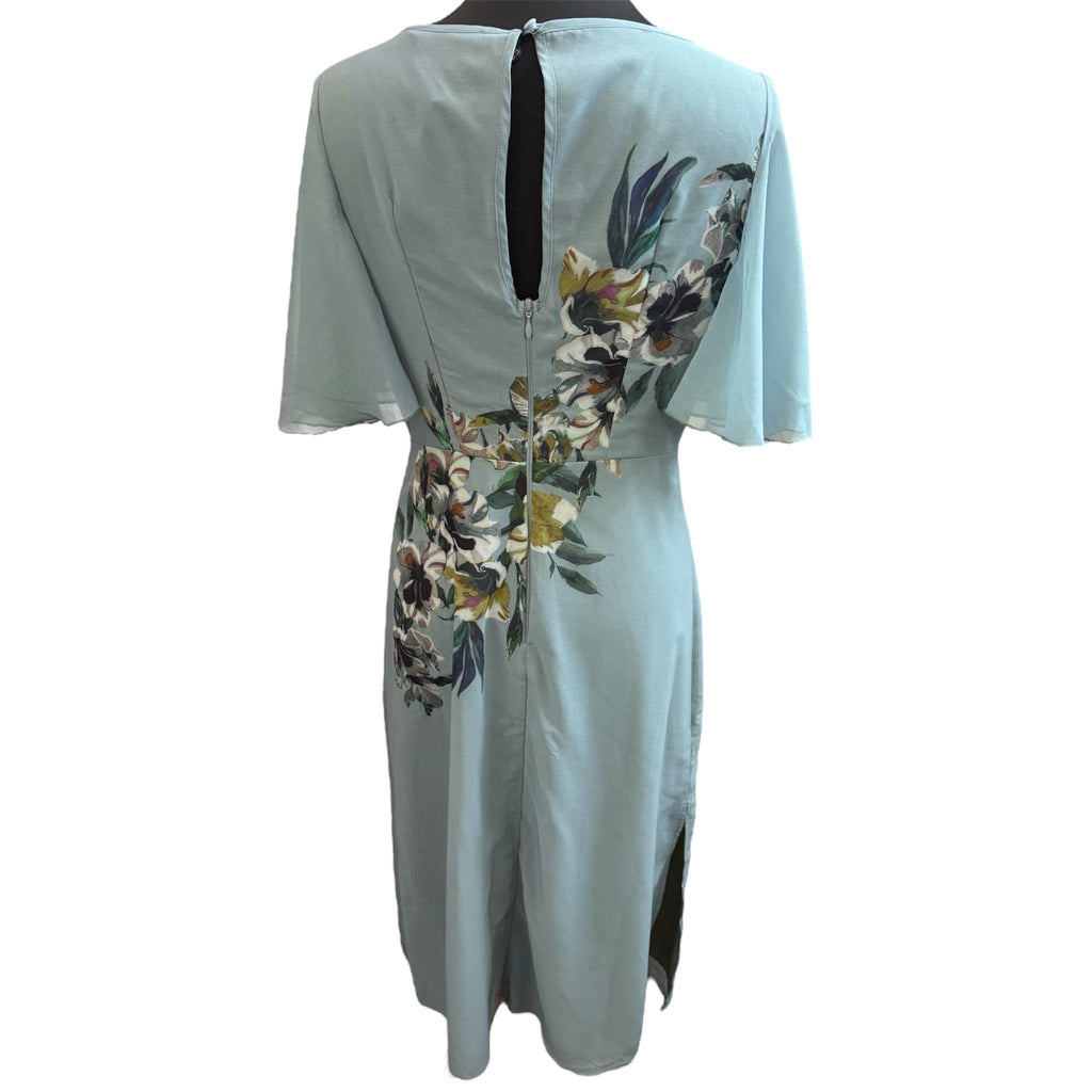 Little Mistress teal floral detail midi dress
