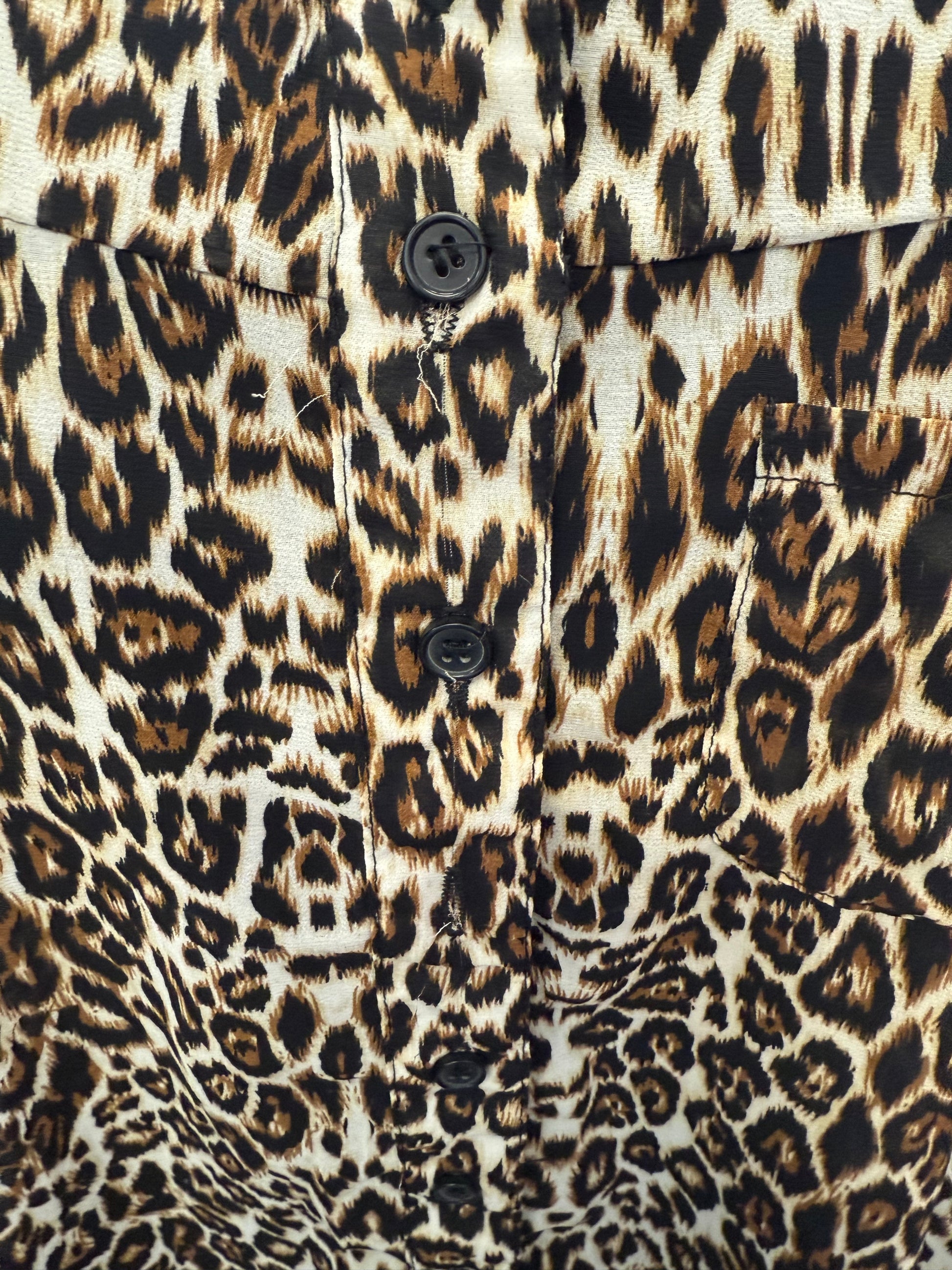 Red London animal print button blouse