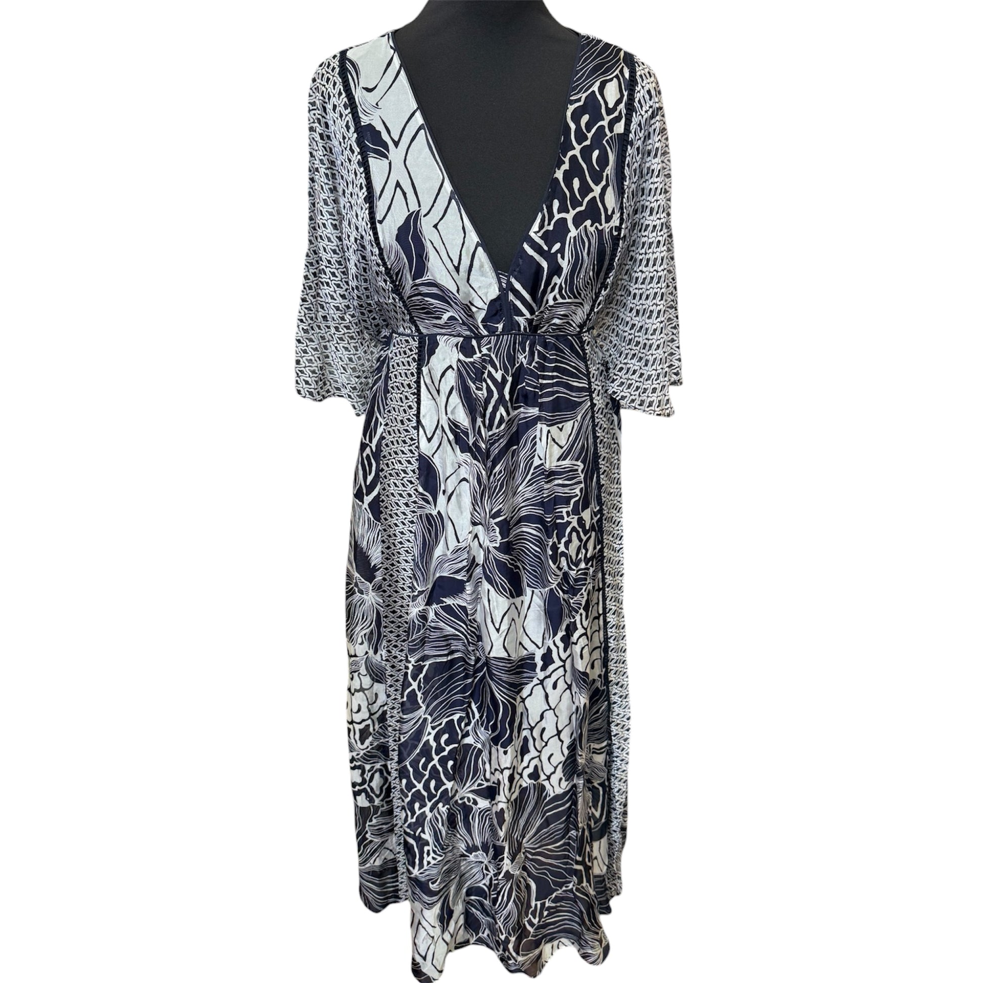 Monsoon navy and white pattern maxi dress