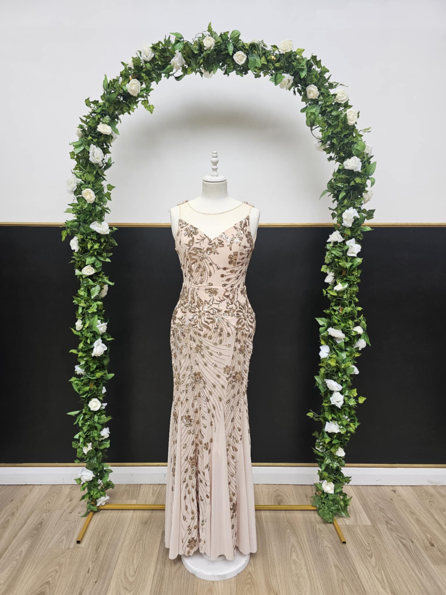 Quiz gold sequin full length dress