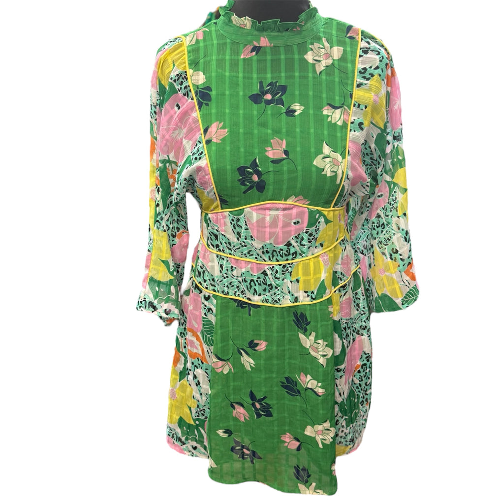 ASOS high neck open back long sleeved mini dress with underslip