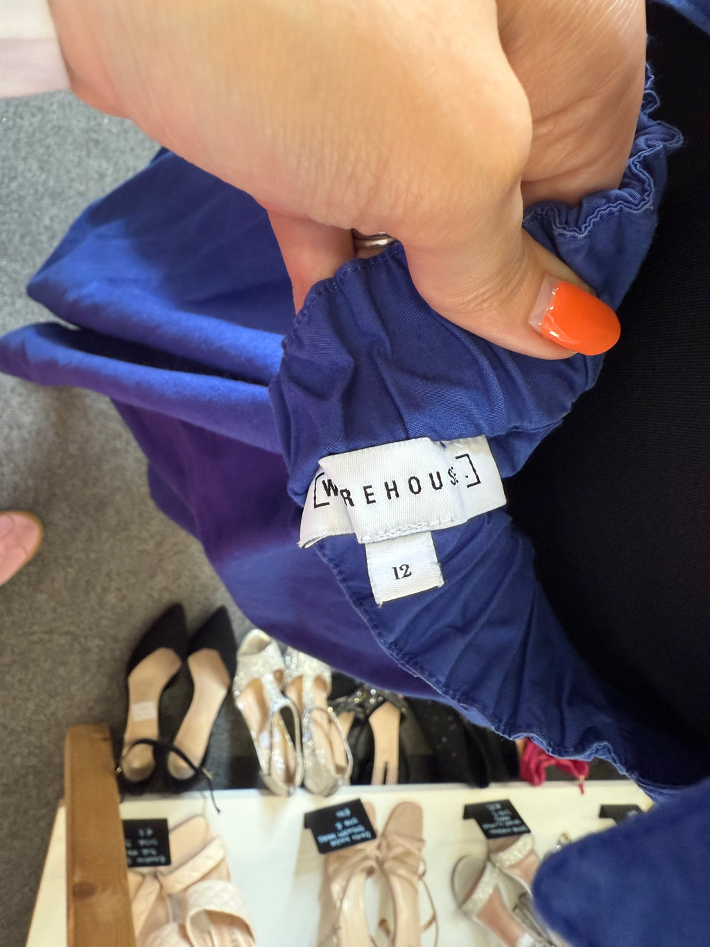 Warehouse bow back midi dress with pockets