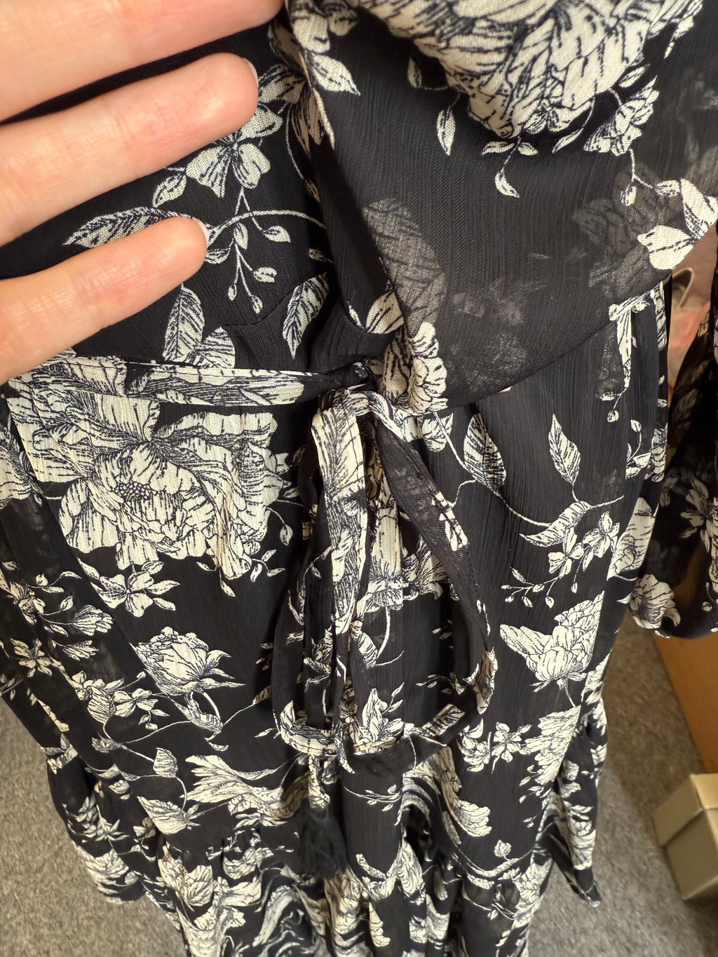 Joanna Hope sheer floral long sleeve dress