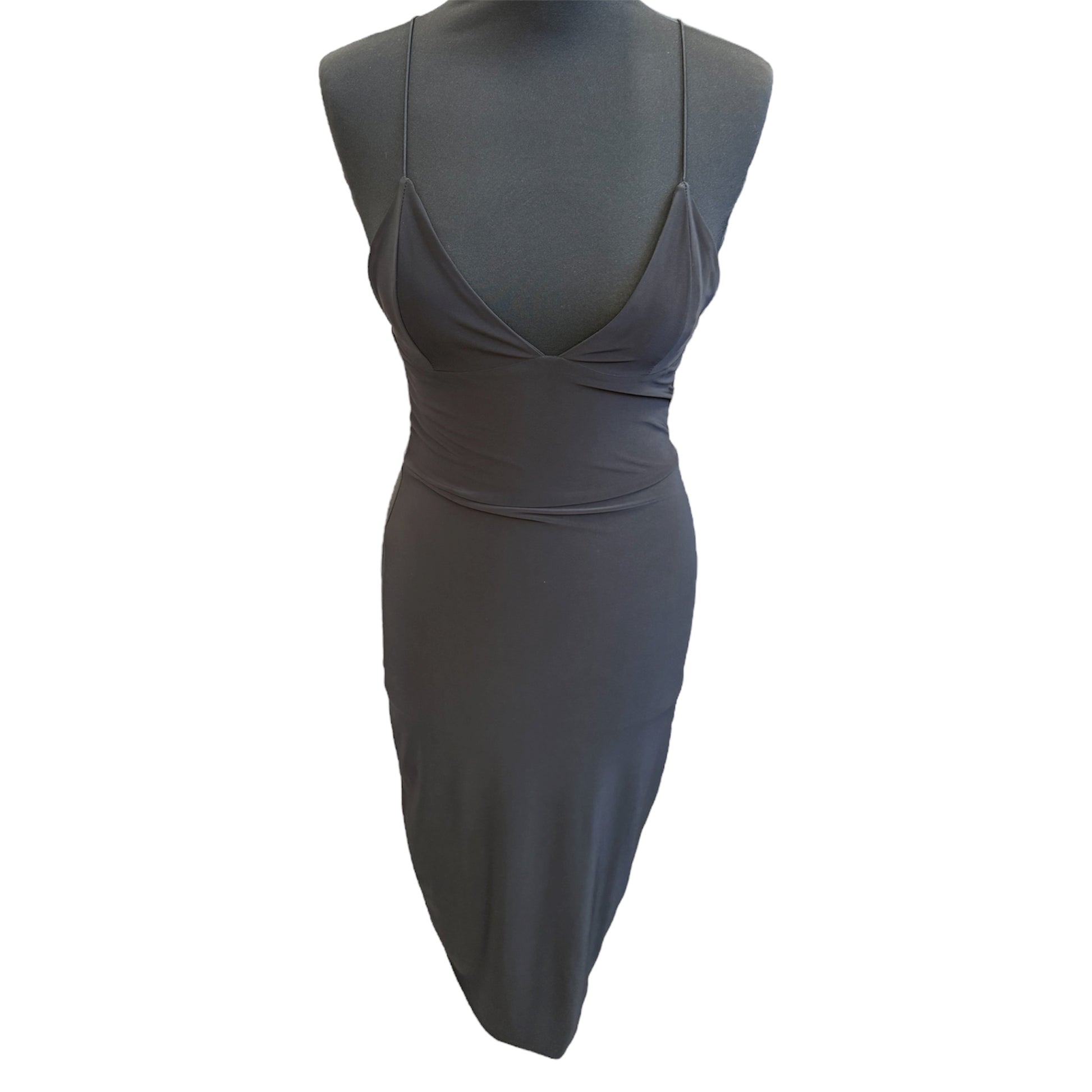 Missguided strappy black midi dress