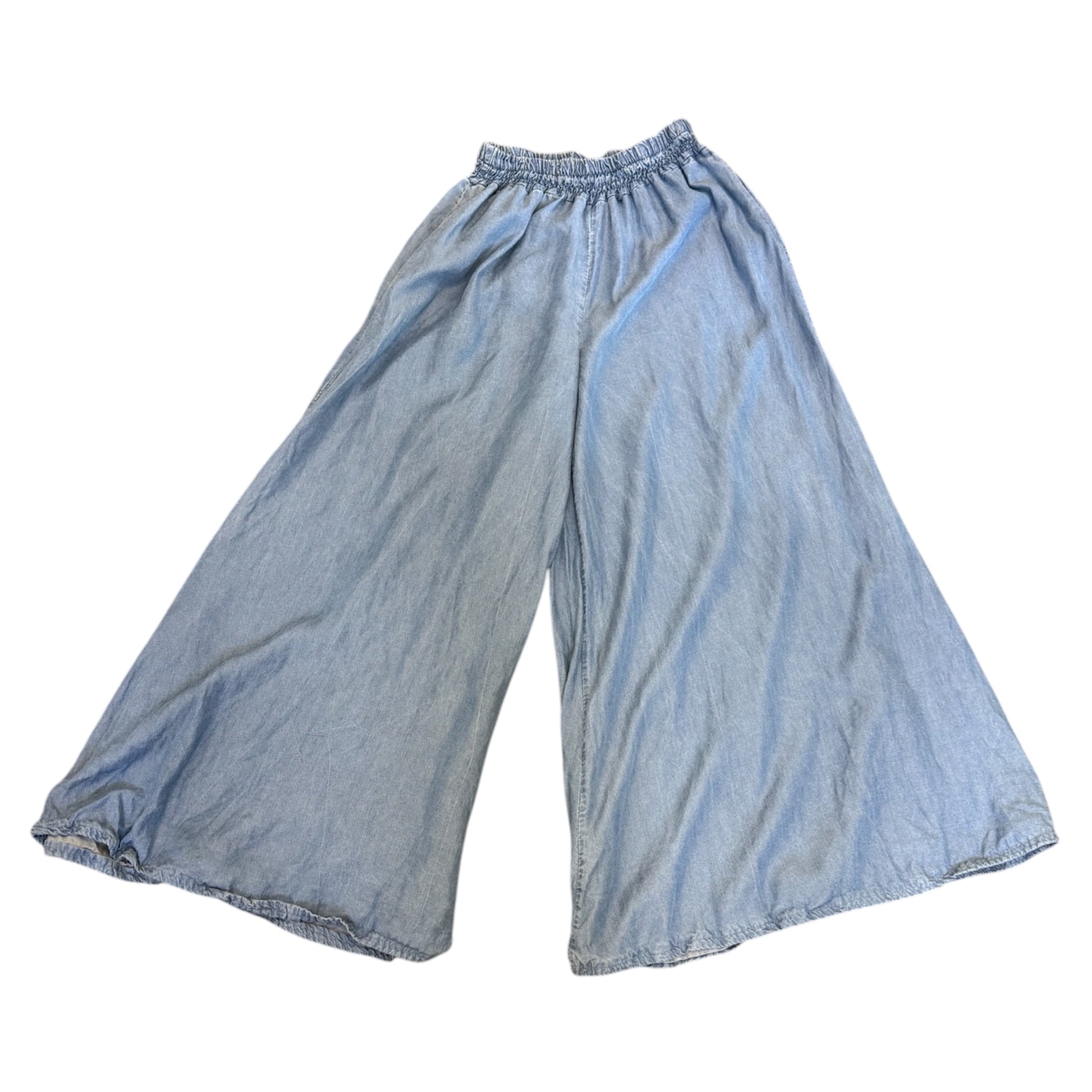 Made in Italy denim style wide leg trousers