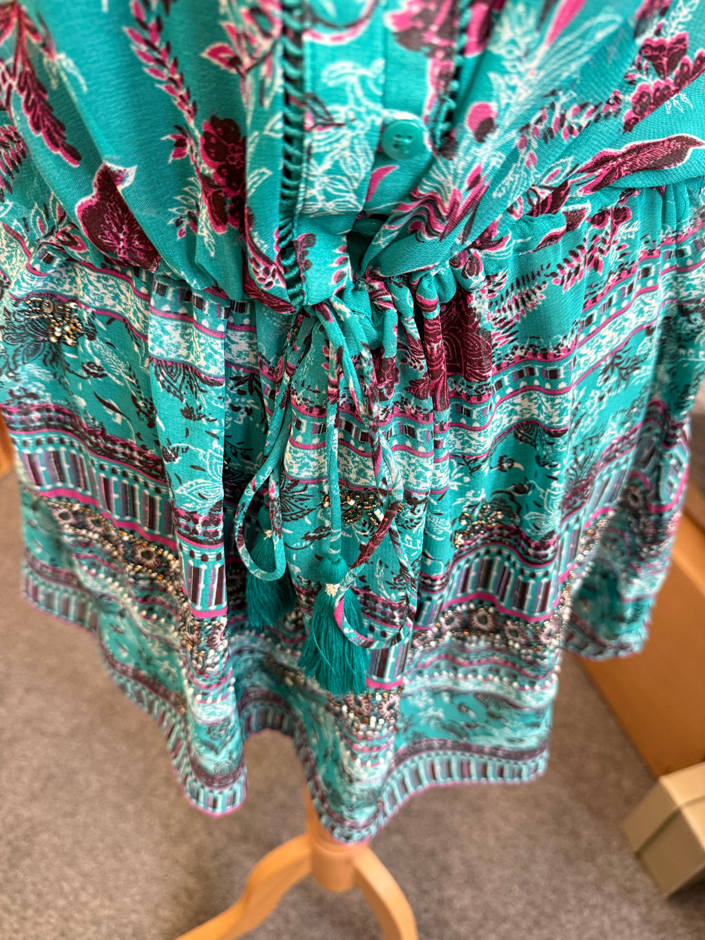 Next frill sleeve teal mini dress