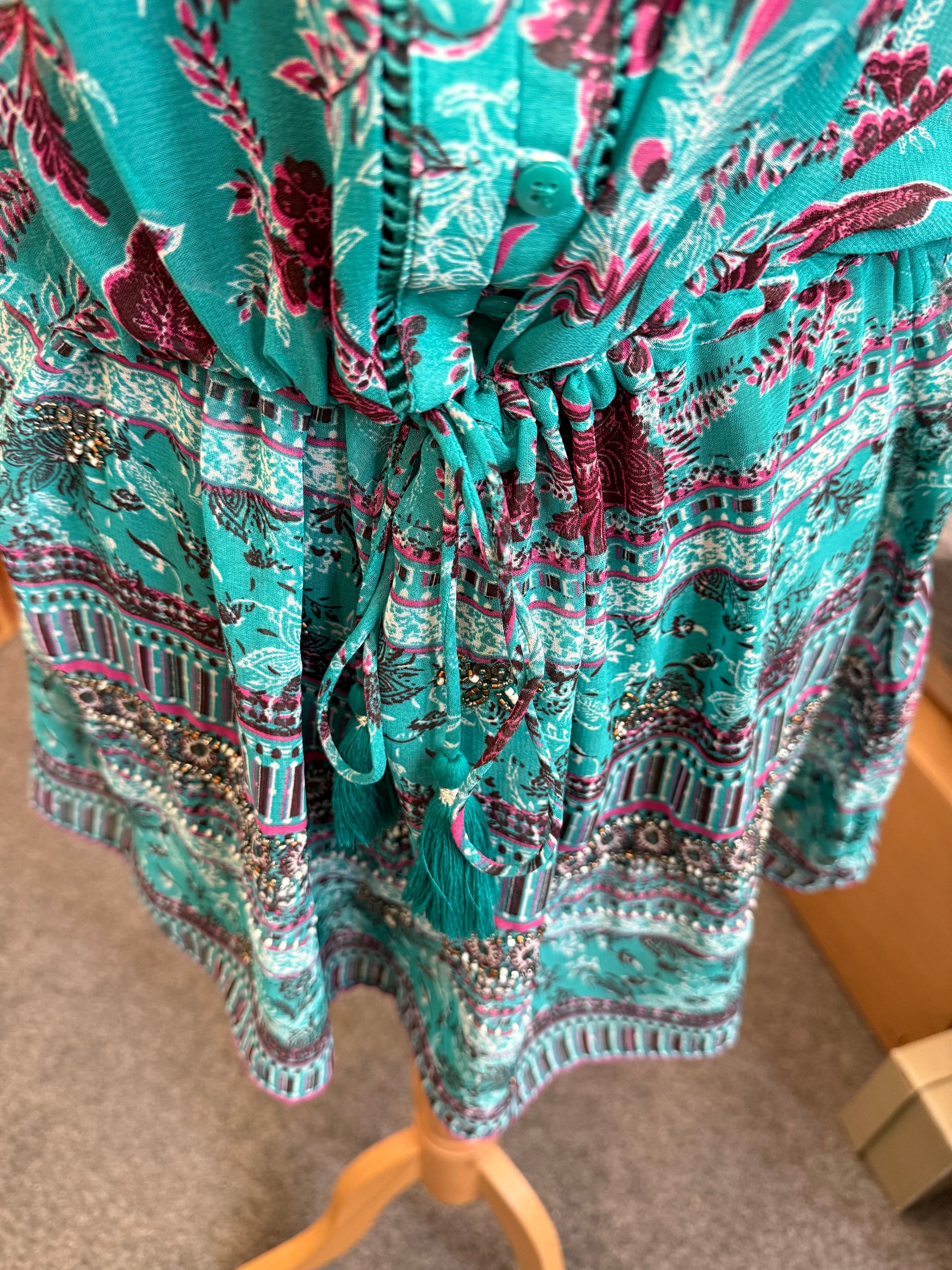 Next frill sleeve teal mini dress