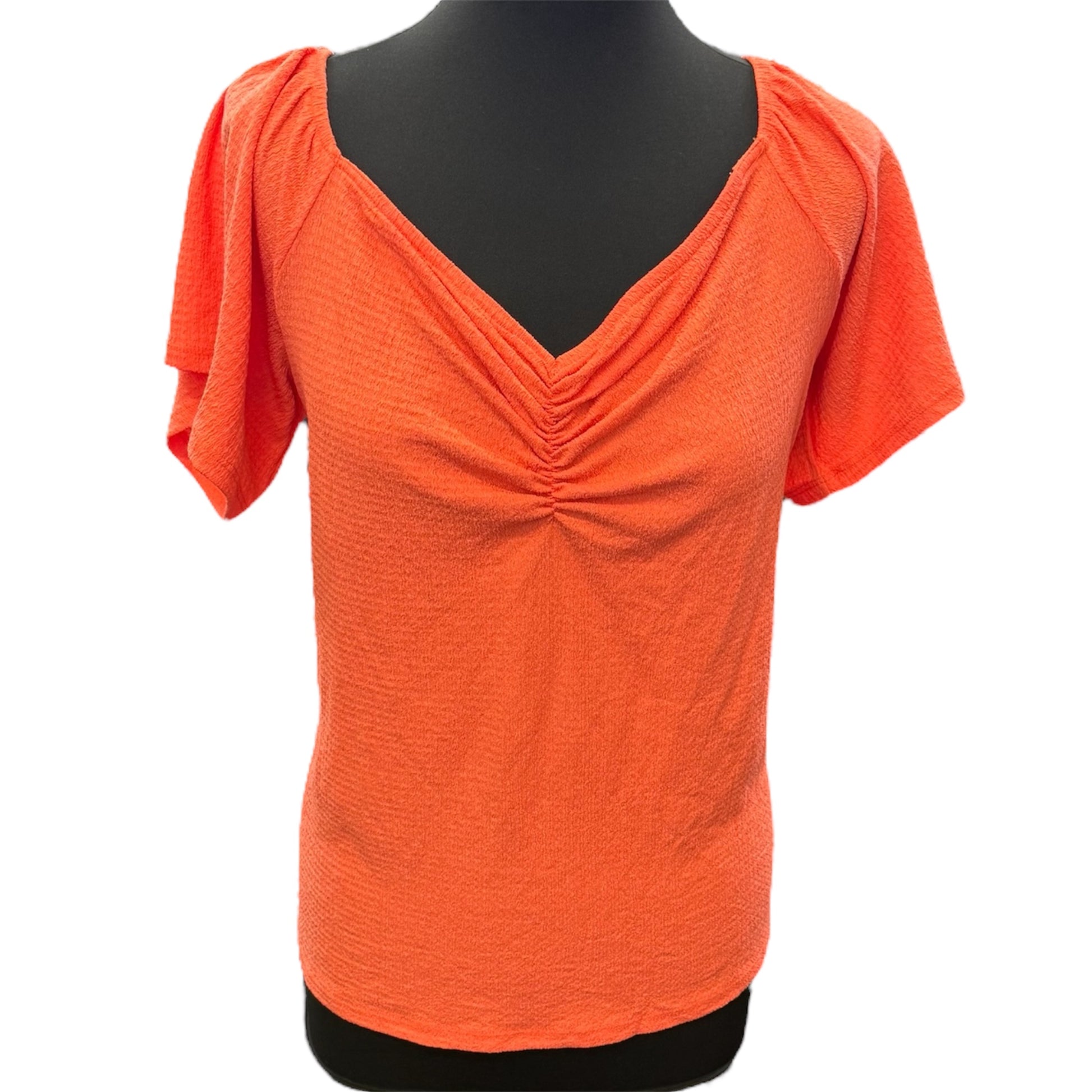 Papaya orange rusched front top