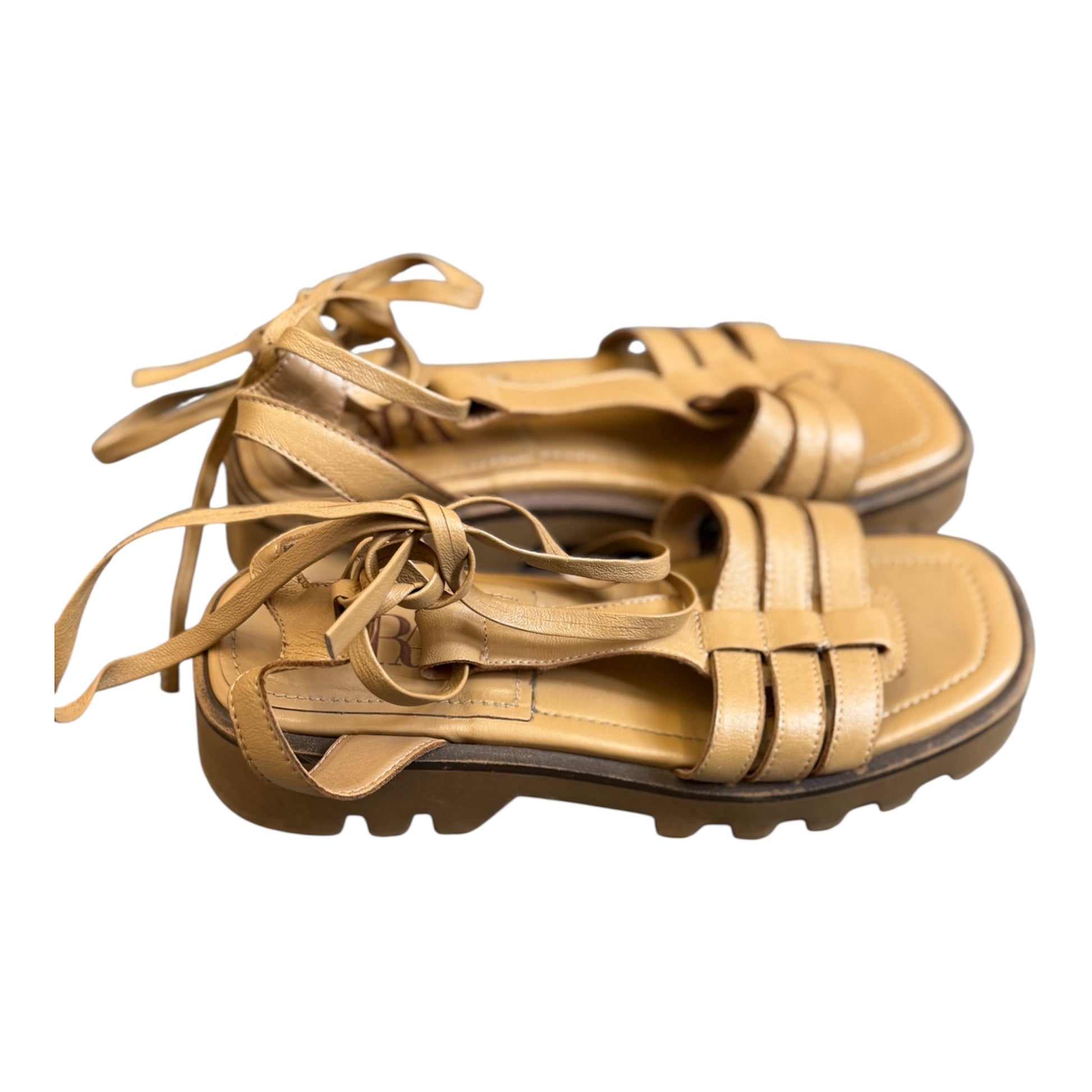 Zara brown chunky strappy sandals