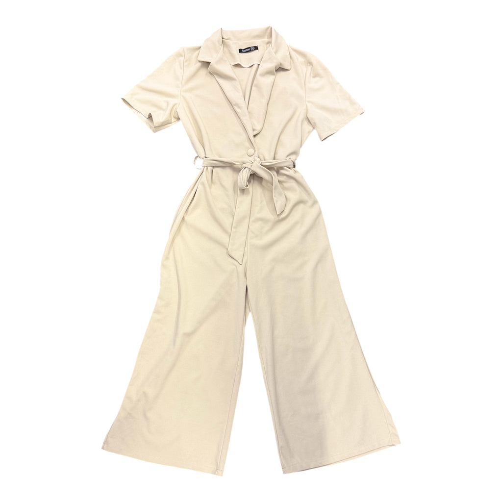 Boohoo belted wide leg cropped jumpsuit