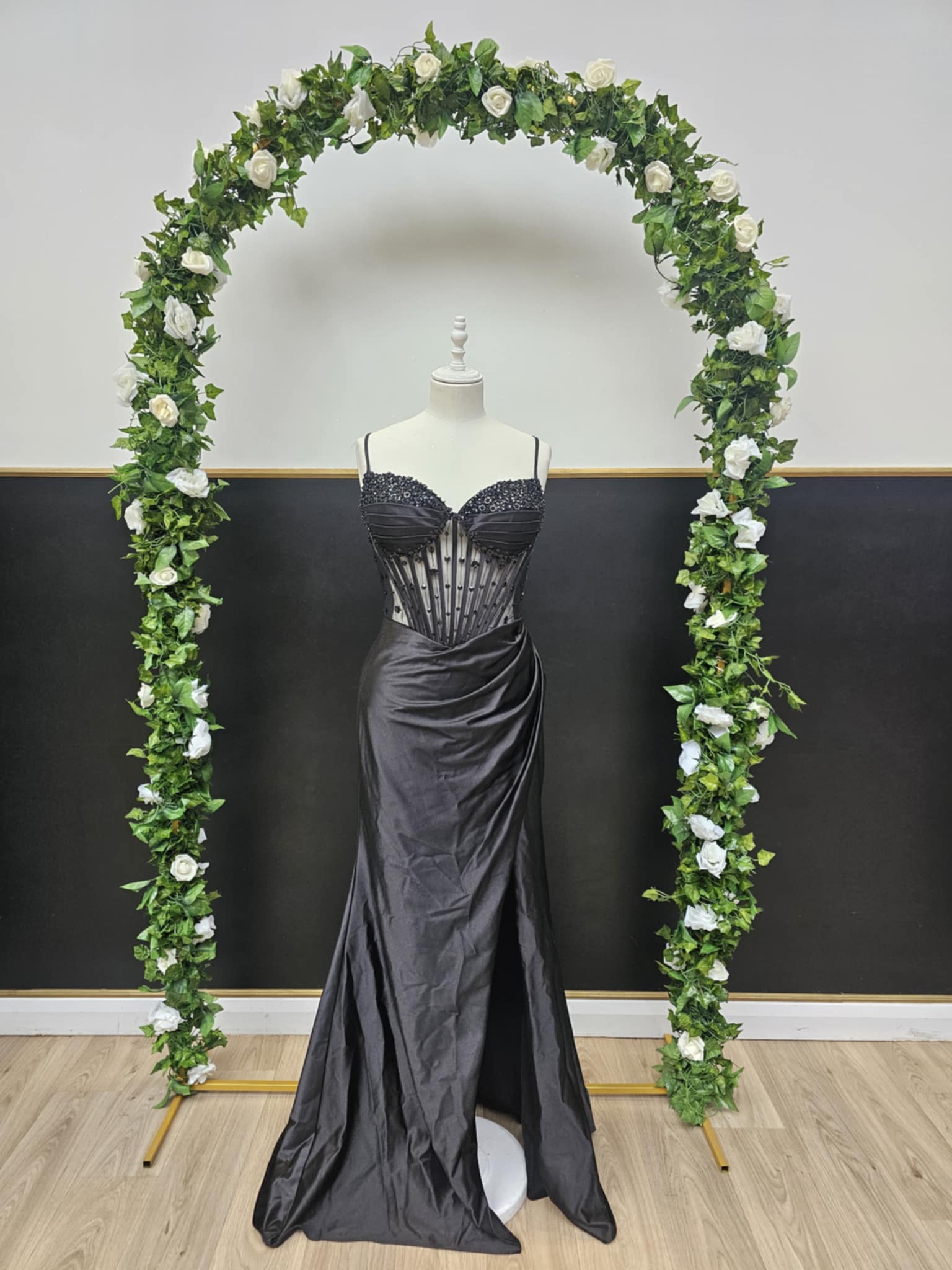 Black boned top dress