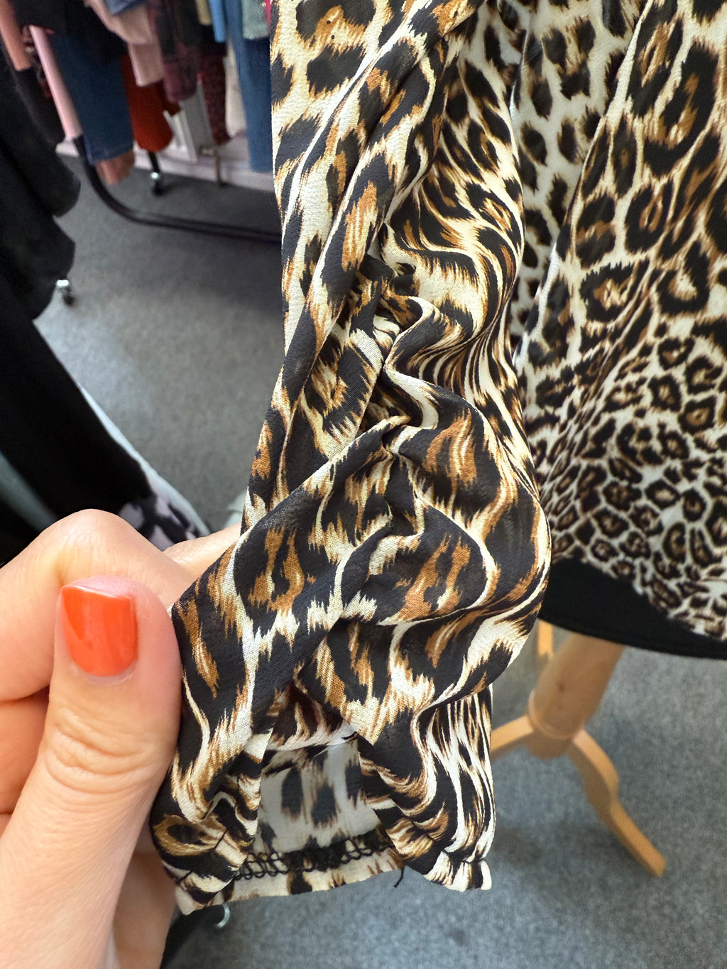 Red London animal print button blouse