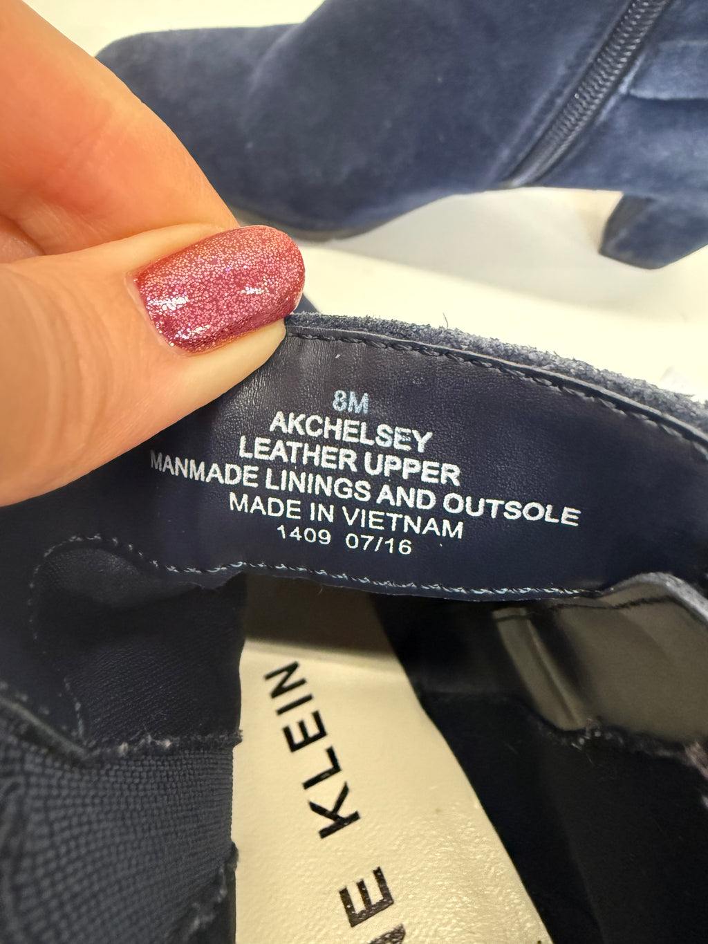 Anne Klein blue suede ankle boots