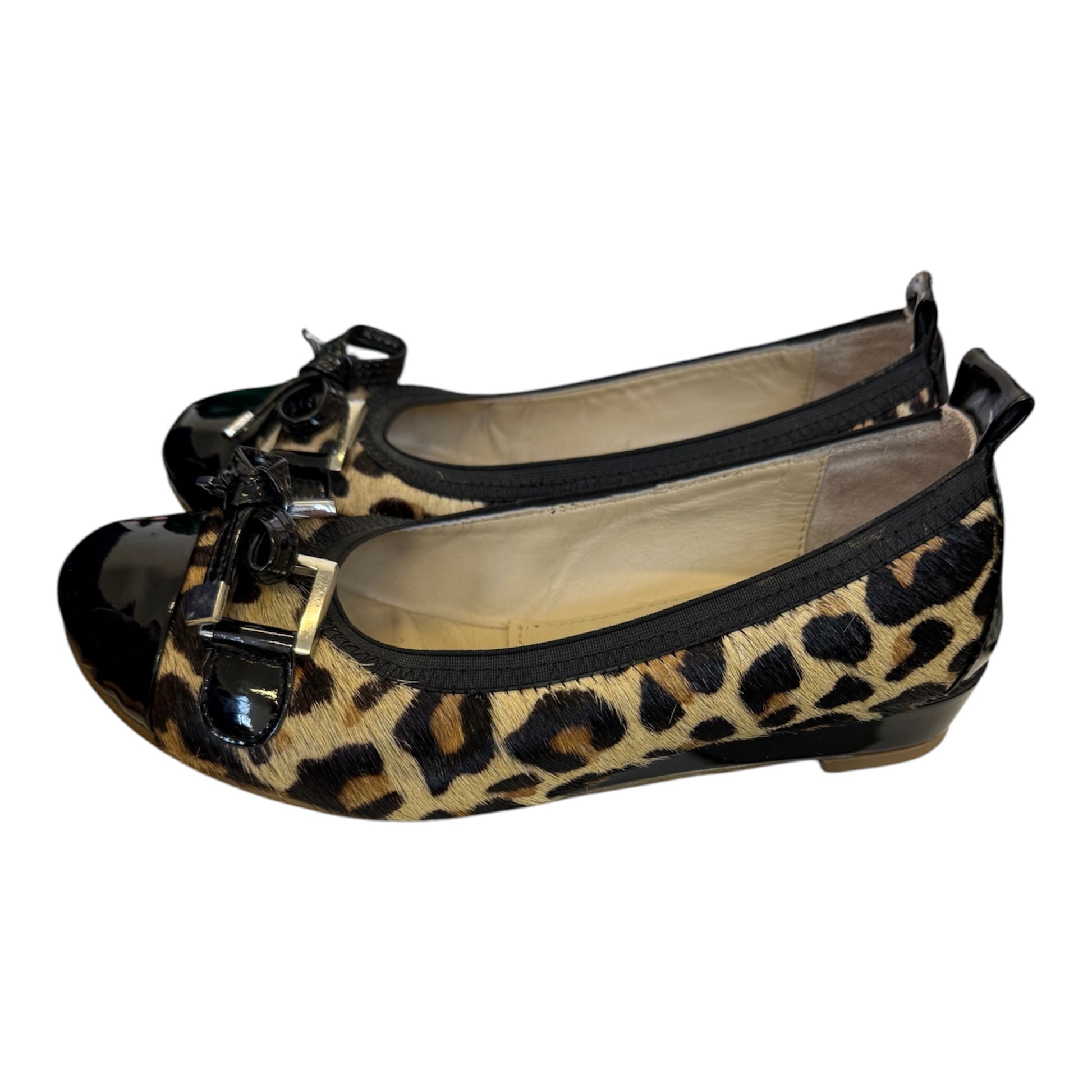 Lunar animal print faux fur bow detail ballet pumps