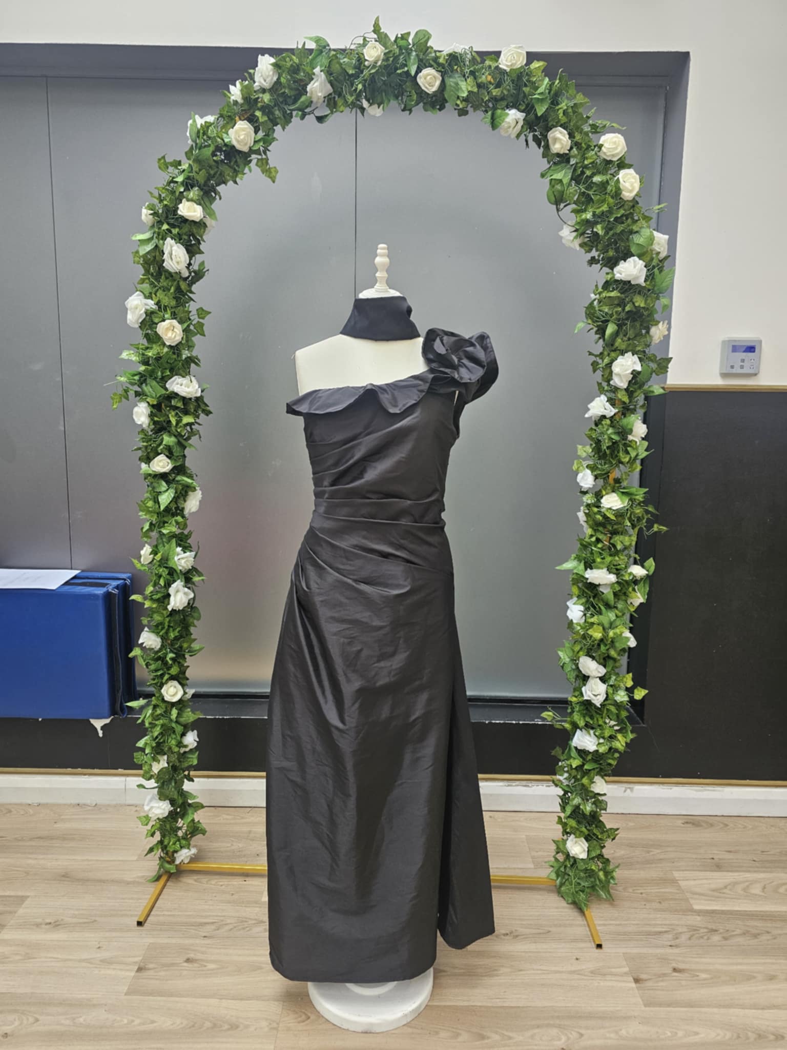 Black one shoulder full length dress