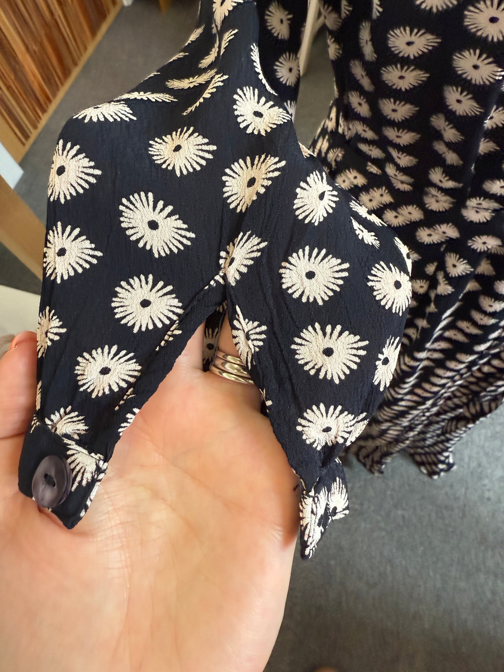 Key 159 abstract floral print buttoned long sleeved belted maxi dress