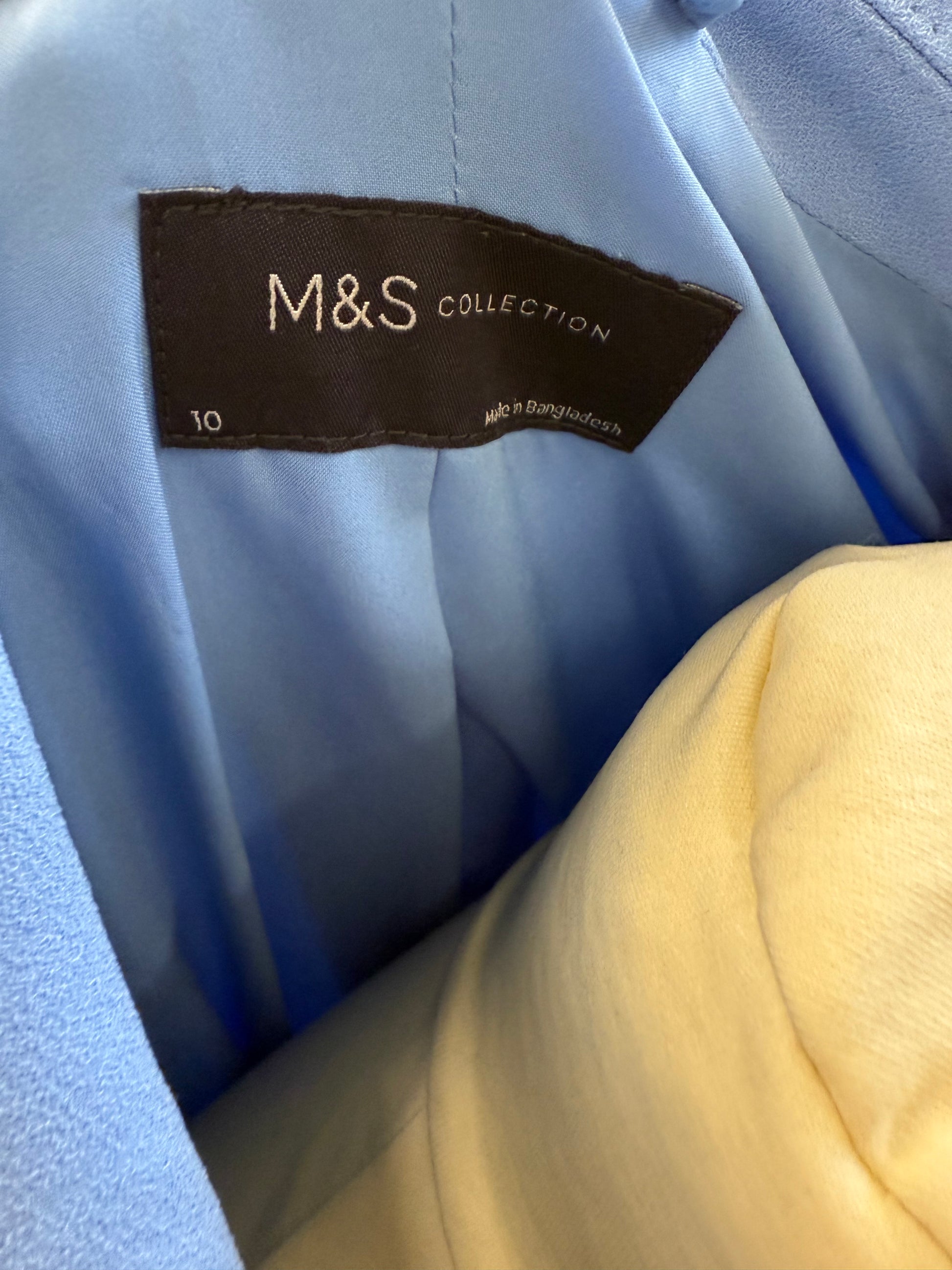 M&S sky blue ruche sleeve blazer