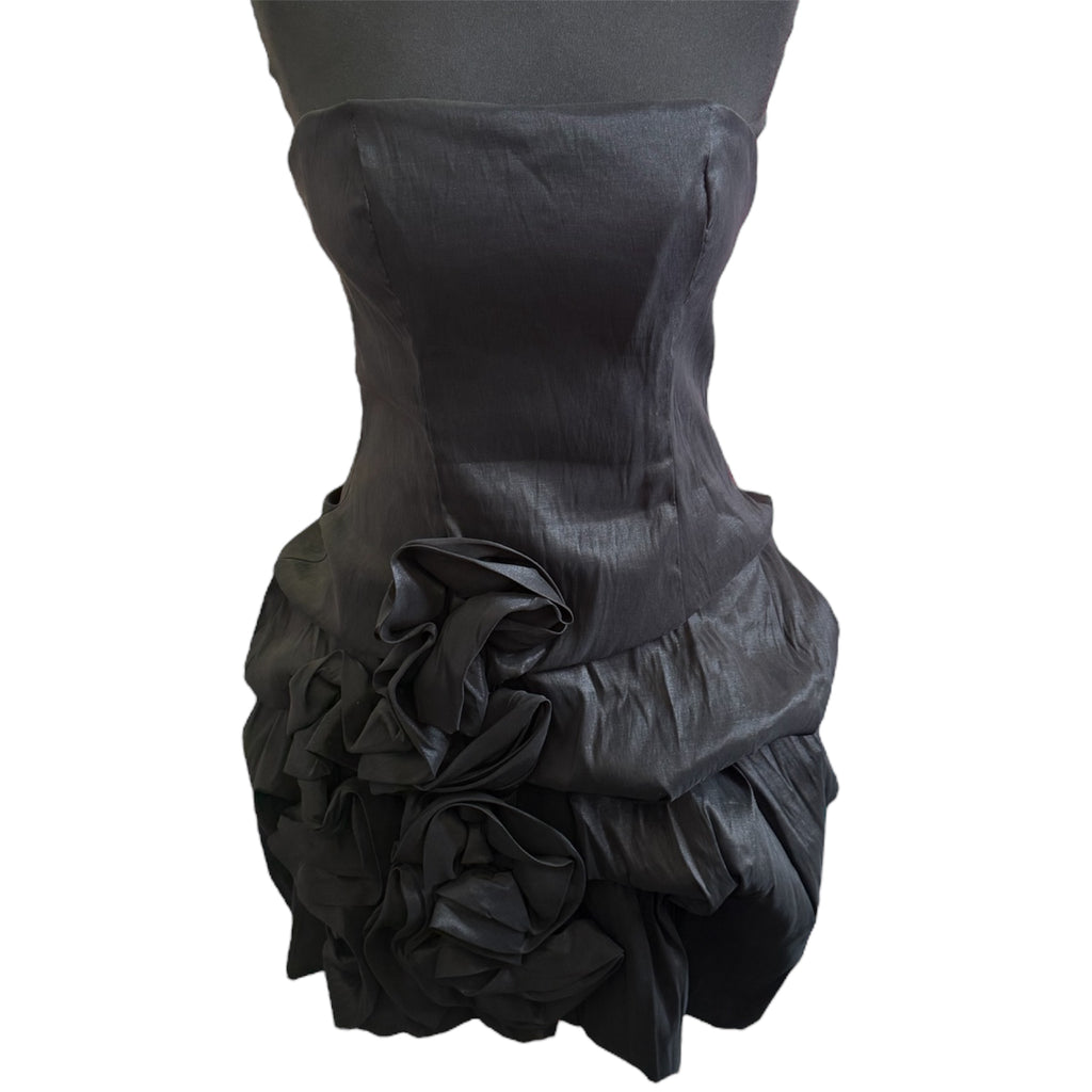 Hannah S strapless ruffle mini dress