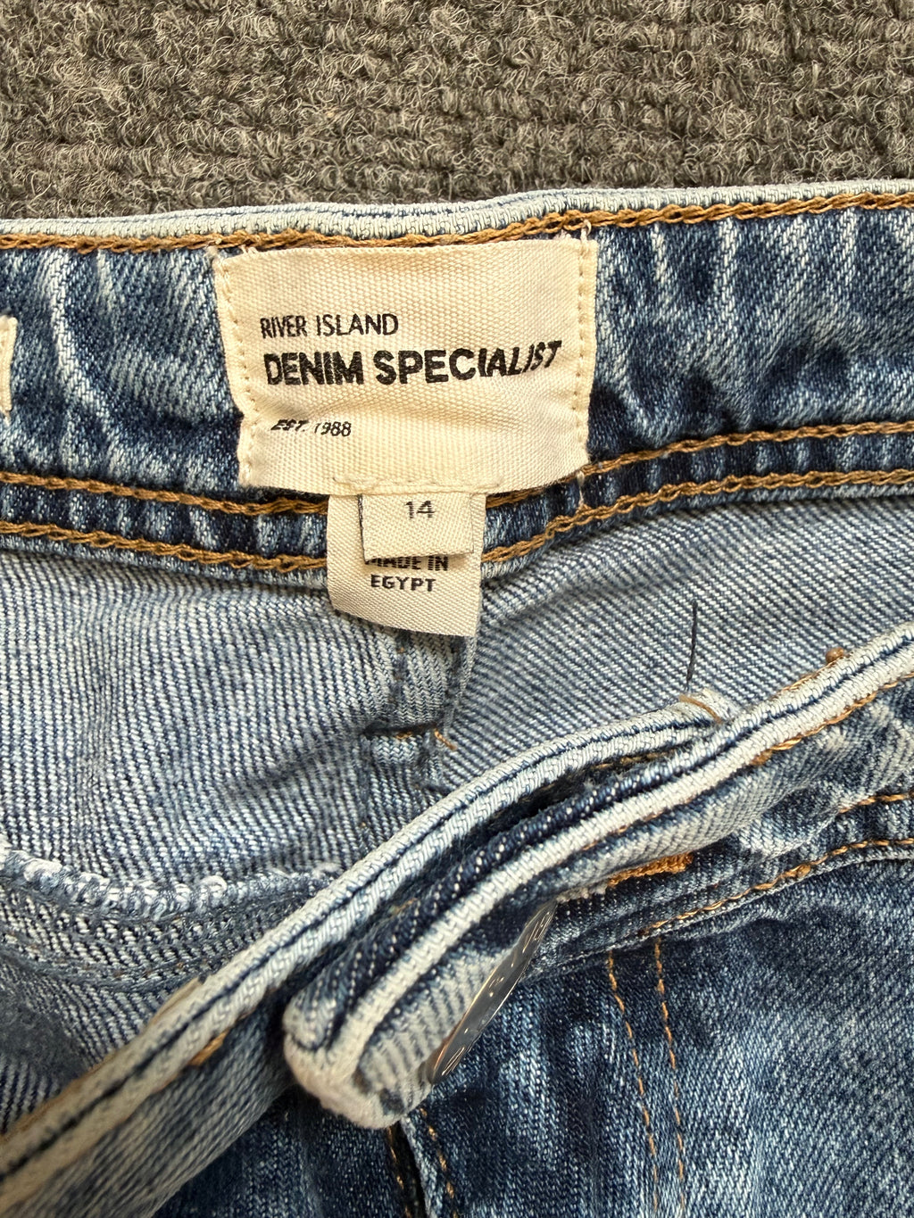 River Island washed look blue rip mom jeans