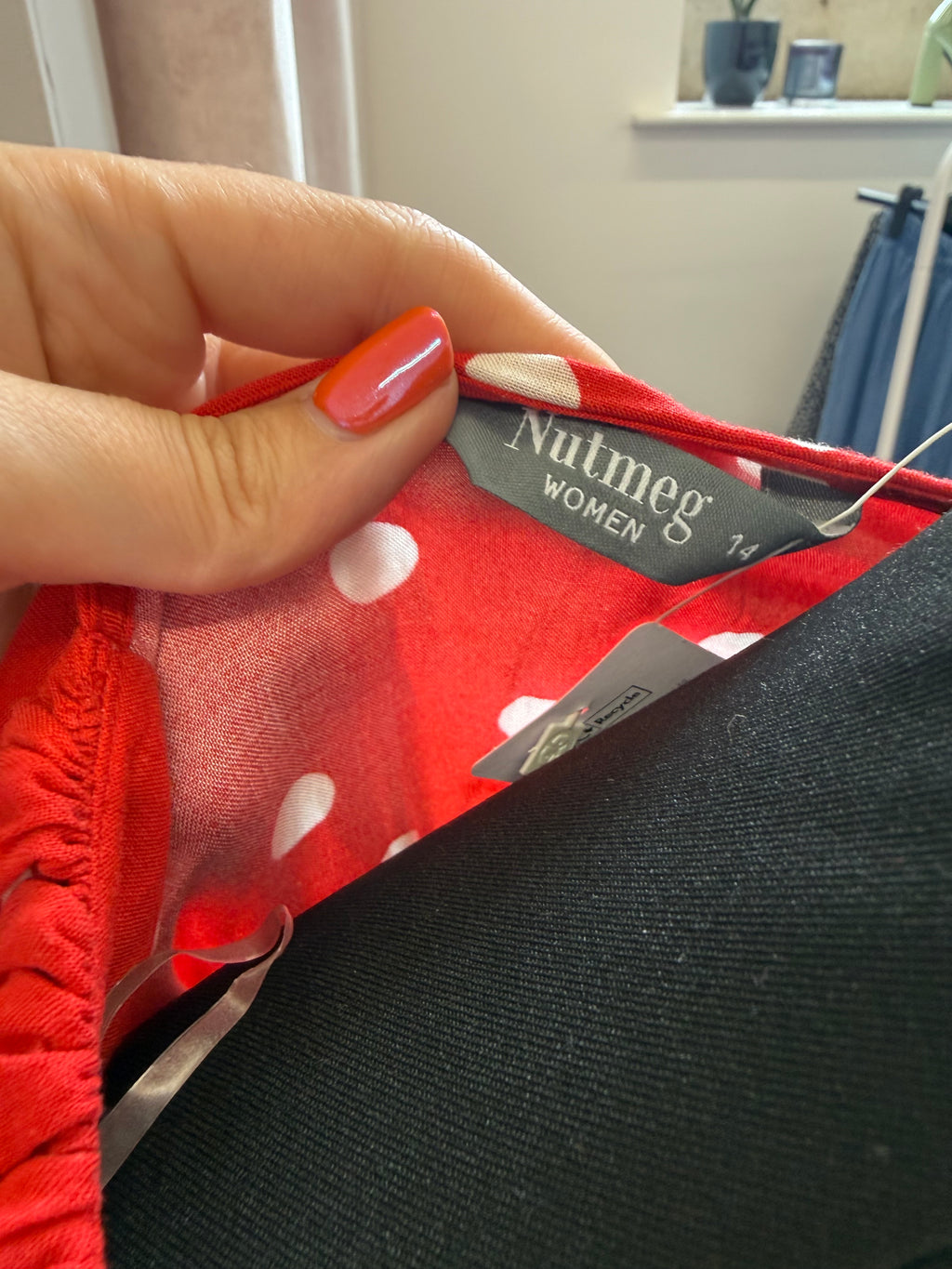 Nutmeg red and white polka dot belted midi dress