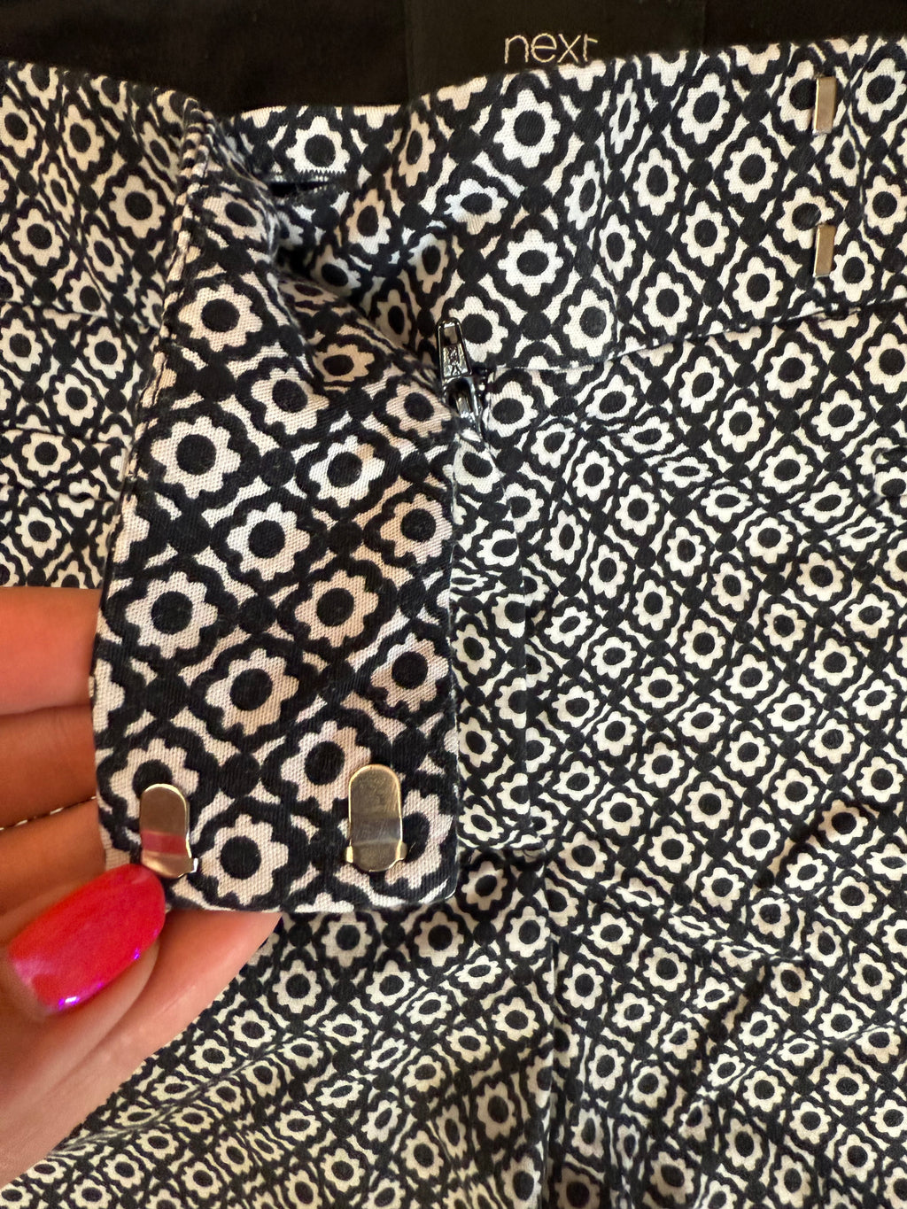 Next geometric print tapered trousers