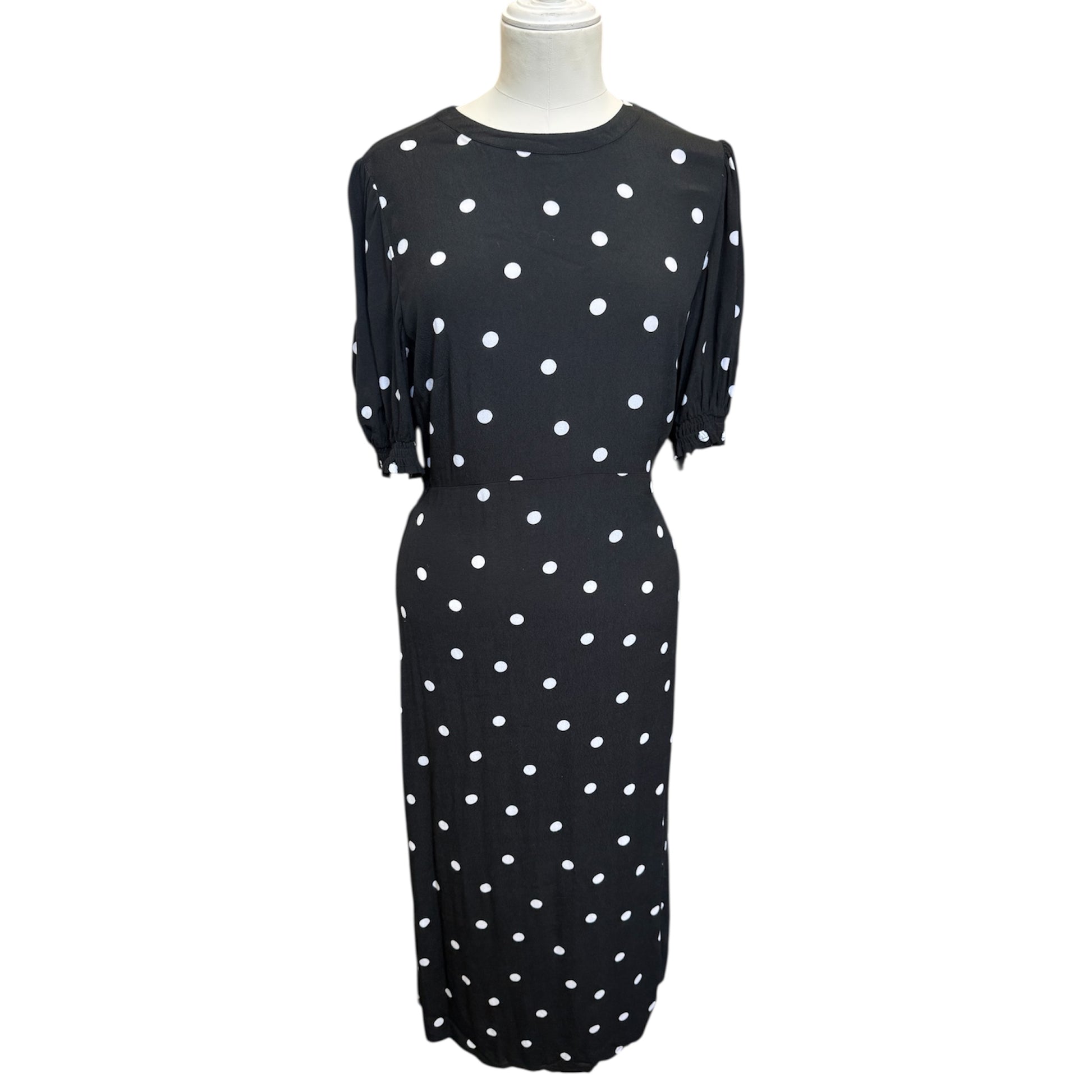 AnyDay black and white polka dot midi dress