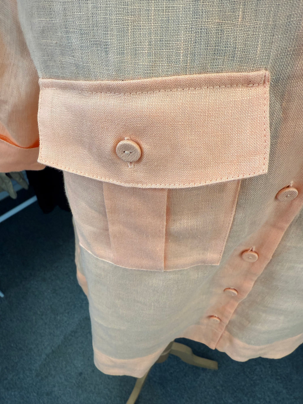 M&S orange linen collared button blouse