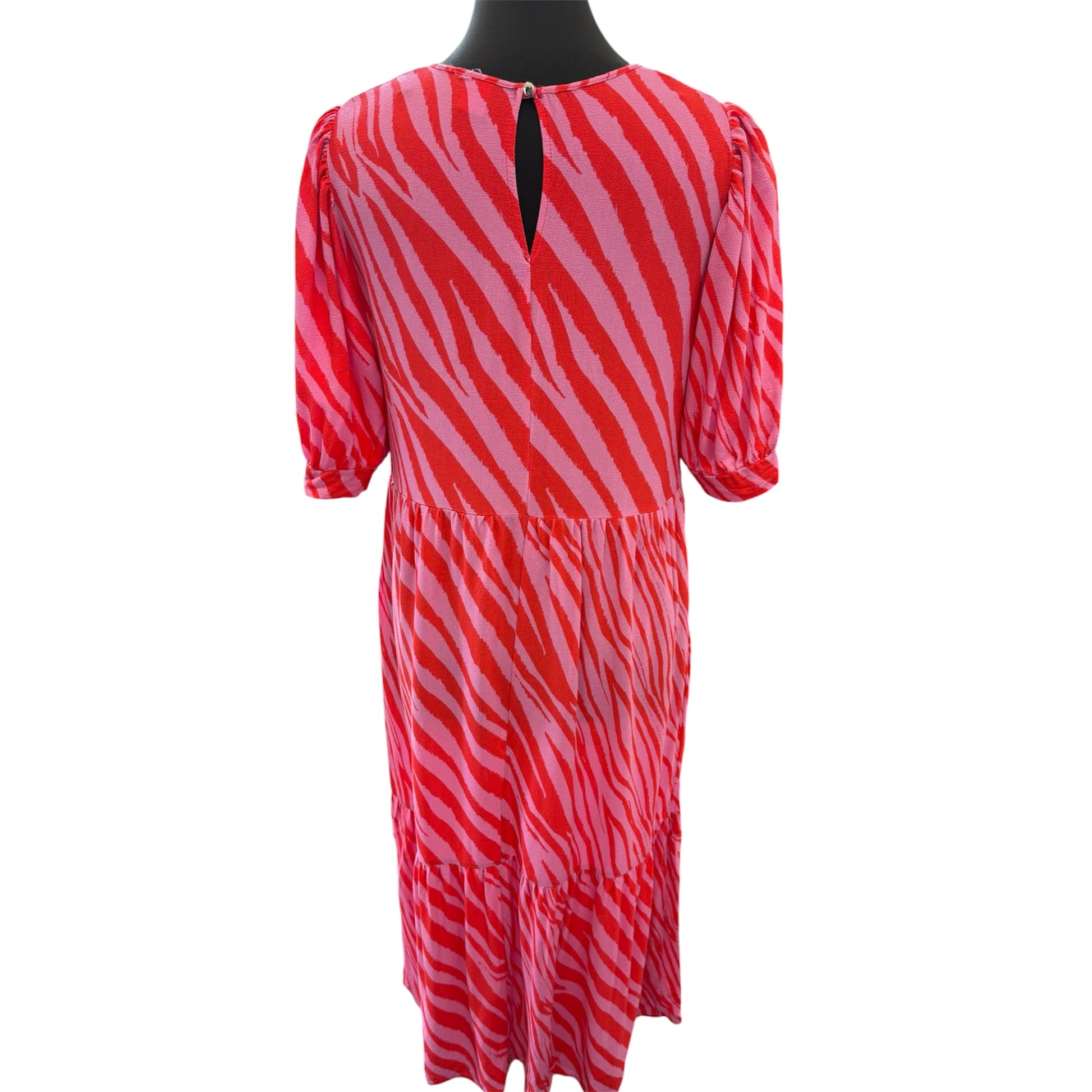 G21 red and pink animal print midi dress