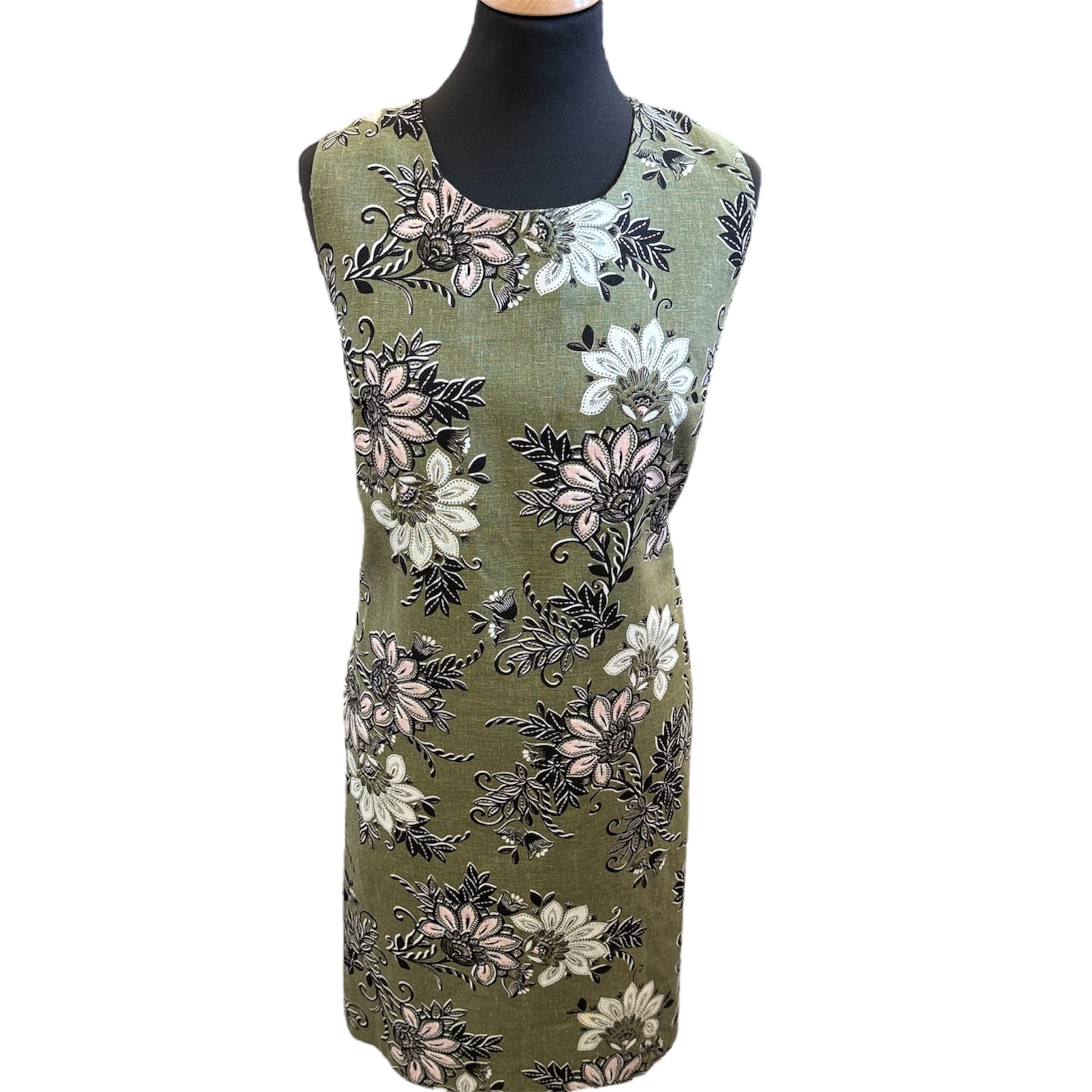 Peacocks khaki floral linen dress