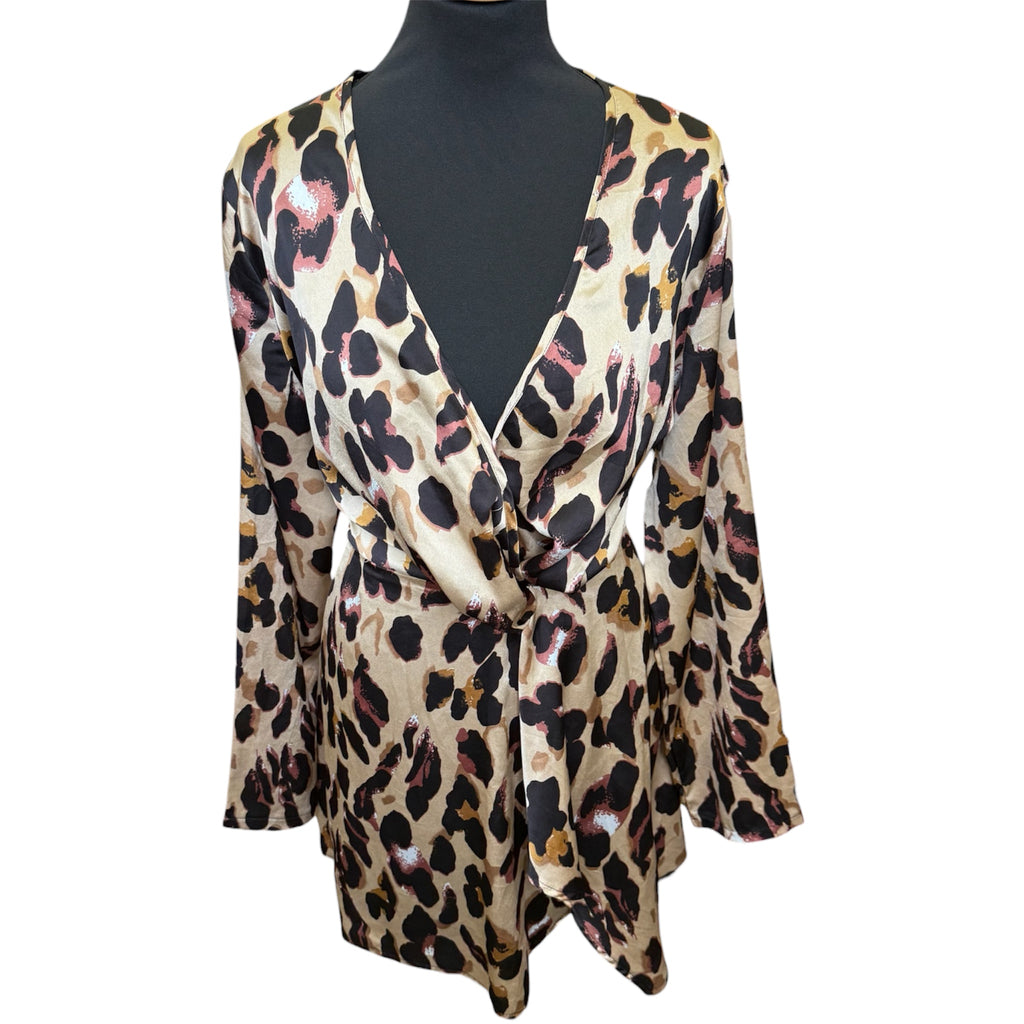 PLT long sleeved leopard print mini dress